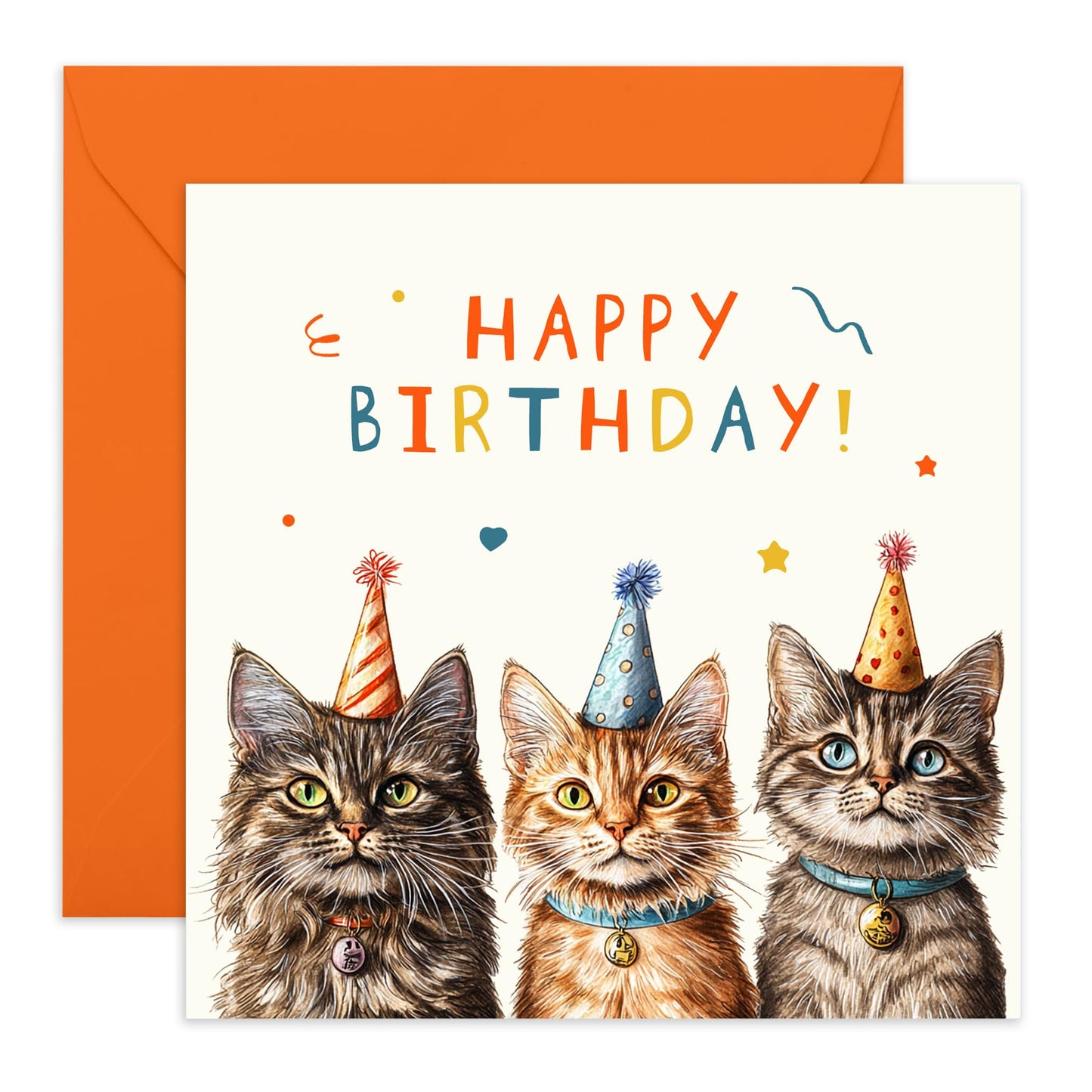 Birthday Card - 'BIRTHDAY CATS' - Perfect for Celebrating Cat Lovers on Their Special Day - Ideal for Friends Family or Anyone Who Admires Feline Fun & Festivities - Comes With Stickers By Central 23