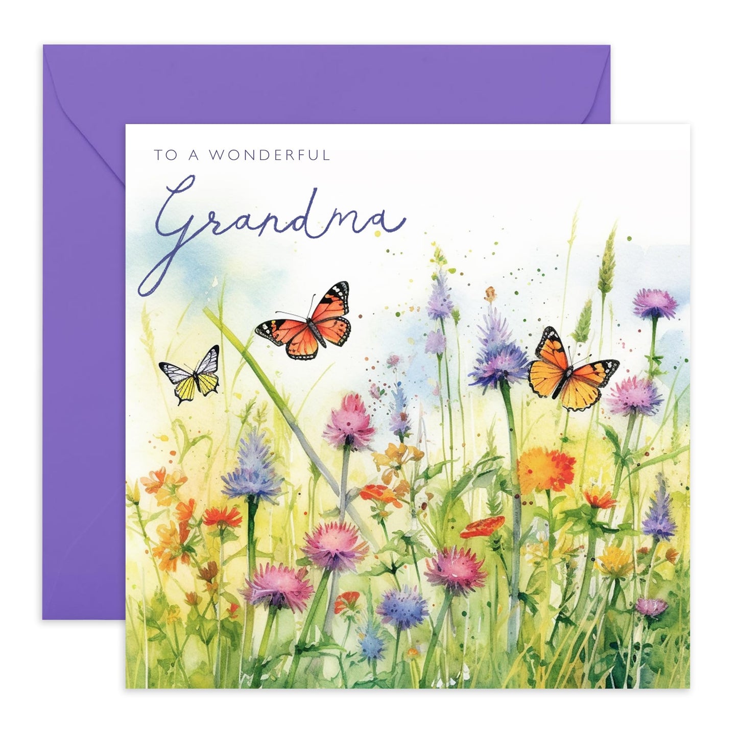 Grandma Birthday Cards For Women - To A Wonderful Grandma - Mothers Day Greeting Cards For Female Grandmother Nan - Sweet Heartfelt Gifts - Butterfly Garden - Comes With Stickers By Central 23