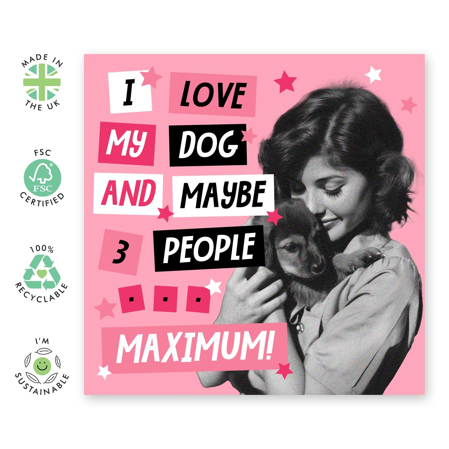 Greeting Card - 'LOVE MY DOGS AND 3 PEOPLE' - Perfect for Celebrating the Special Bond with Your Pets and Loved Ones - Ideal for Dog Lovers and Add a Fun Touch - Comes With Stickers By Central 23