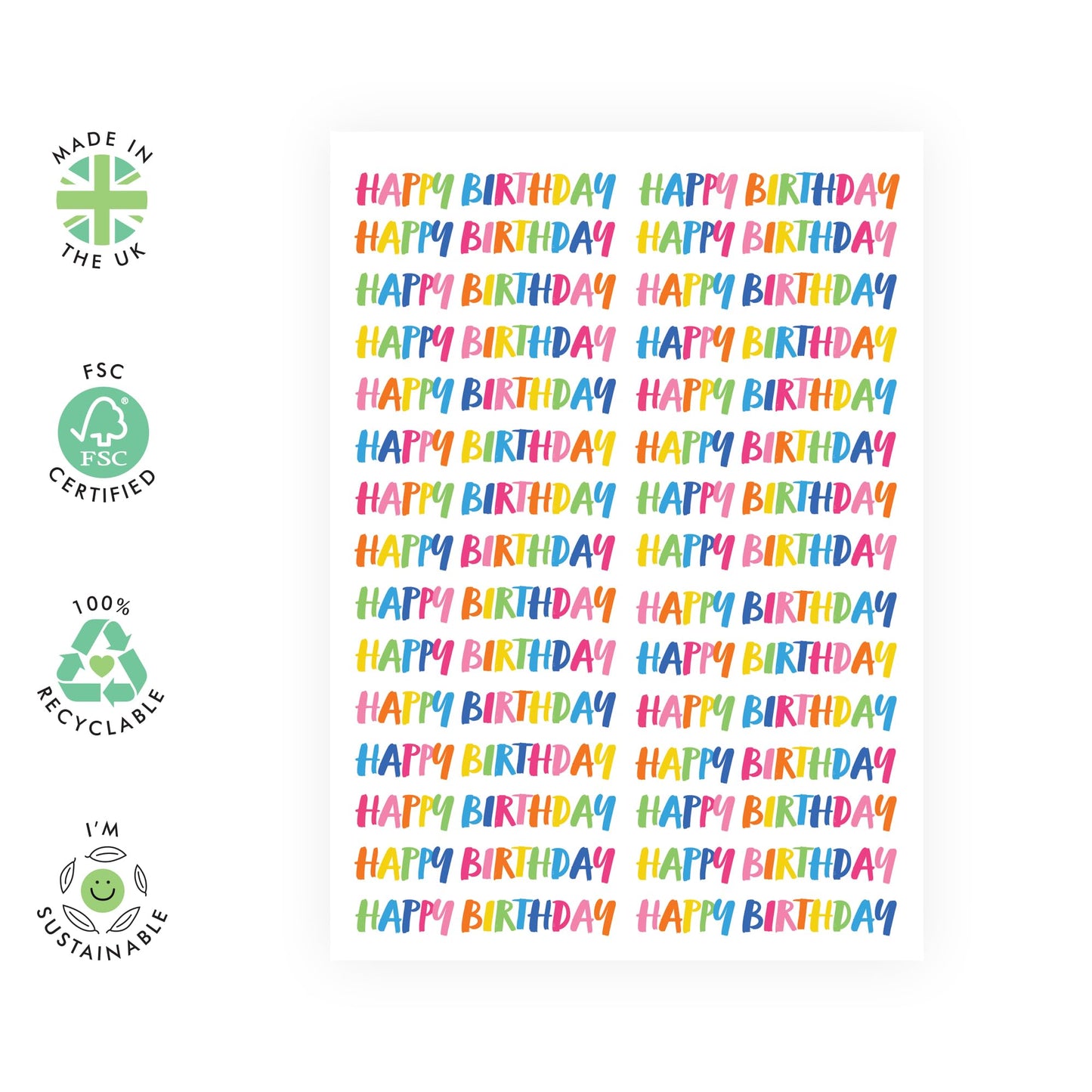 Happy Birthday Card For Men And Women - Rainbow - Cute Greeting Cards For Him Her - Friends Birthday Card - Sister Birthday Card - Comes With Stickers - By Central 23