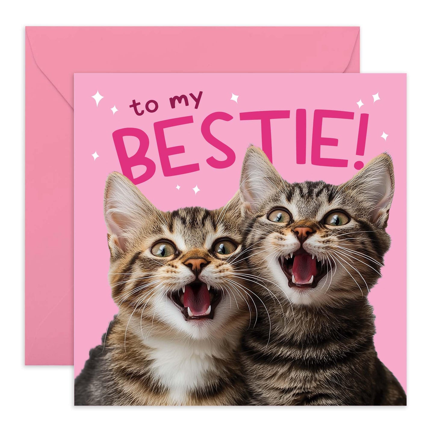 Birthday Card - 'BESTIE CATS' - Perfect for Celebrating Your Feline-Focused Friendship - Ideal for Friends, Cat Lovers, or Anyone Who Cherishes Their Purr-fect Bond - Comes With Stickers By Central 23