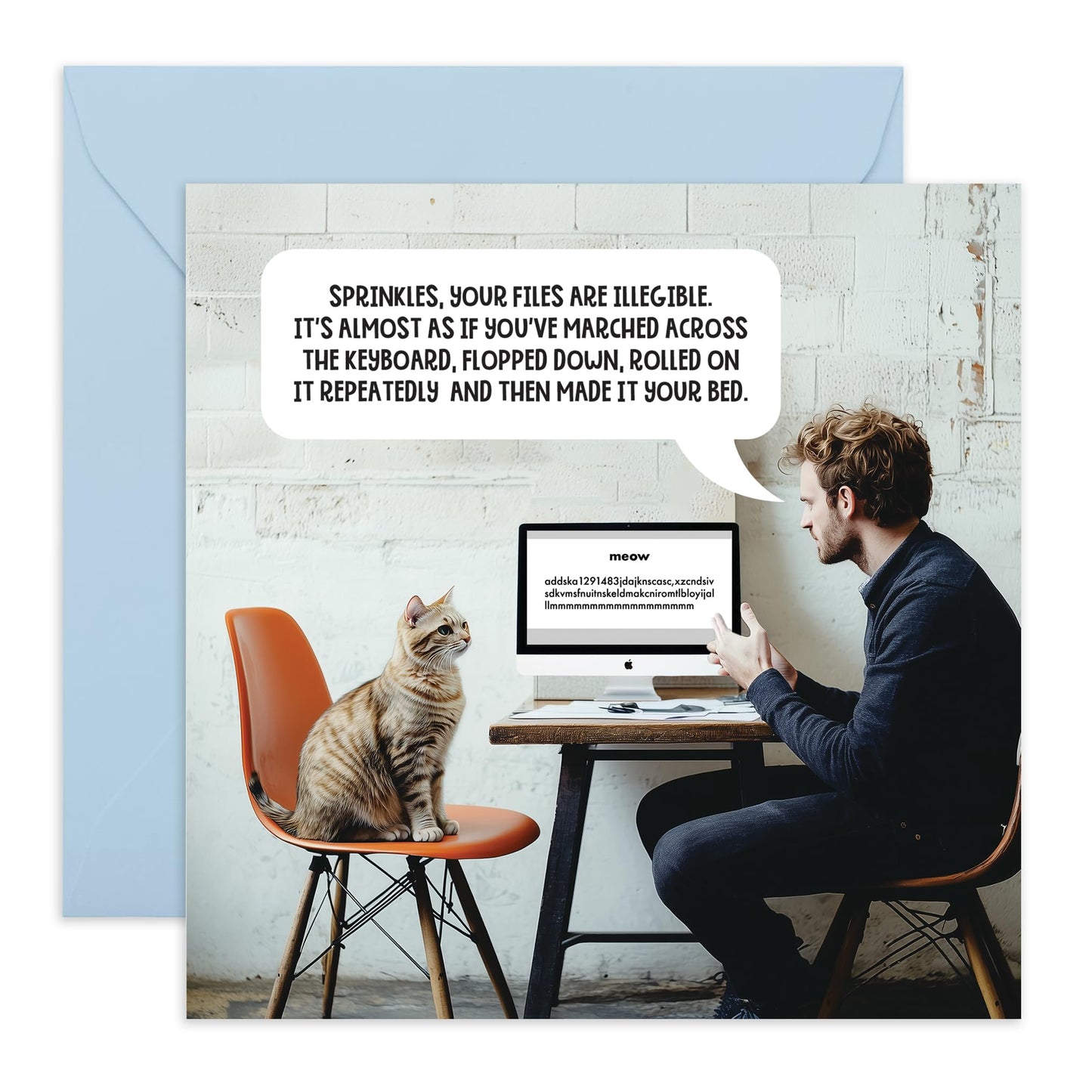Humorous Birthday Card for Pet Owners - 'Office Cat' - Gifts for Her, Him, Fur Mum or Dad, Friends, Cat Lovers - Employed Cat - Comes with Fun Stickers