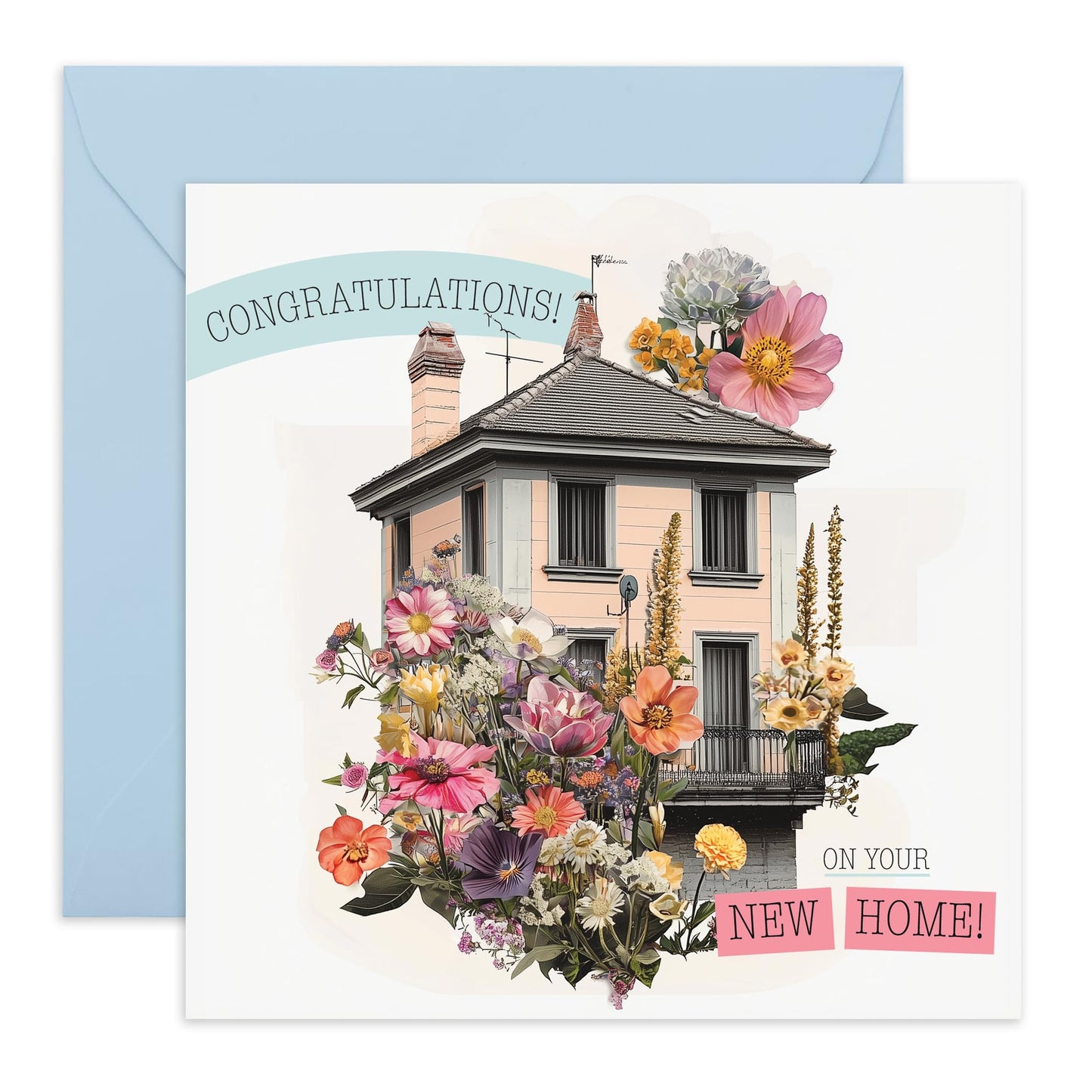 Congratulations Card for Families - 'Congrats New Home Collage' - Gifts for Parents, Friends, Son, Daughter, Colleague, Co-worker, Family, Relatives - House Of Your Own - Comes with Fun Stickers