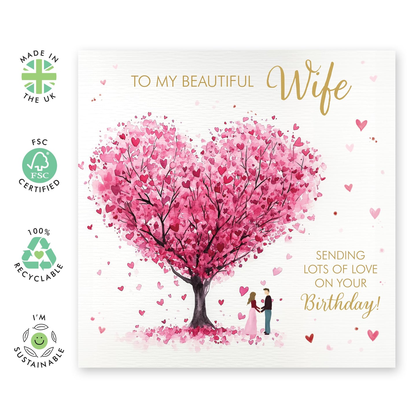 Sweet Birthday Card Message - 'Wife Birthday' - Gifts for Couples, Her, GF, Sweetheart, Babe, Darling, Other Half - Romantic Husband - Comes with Fun Stickers