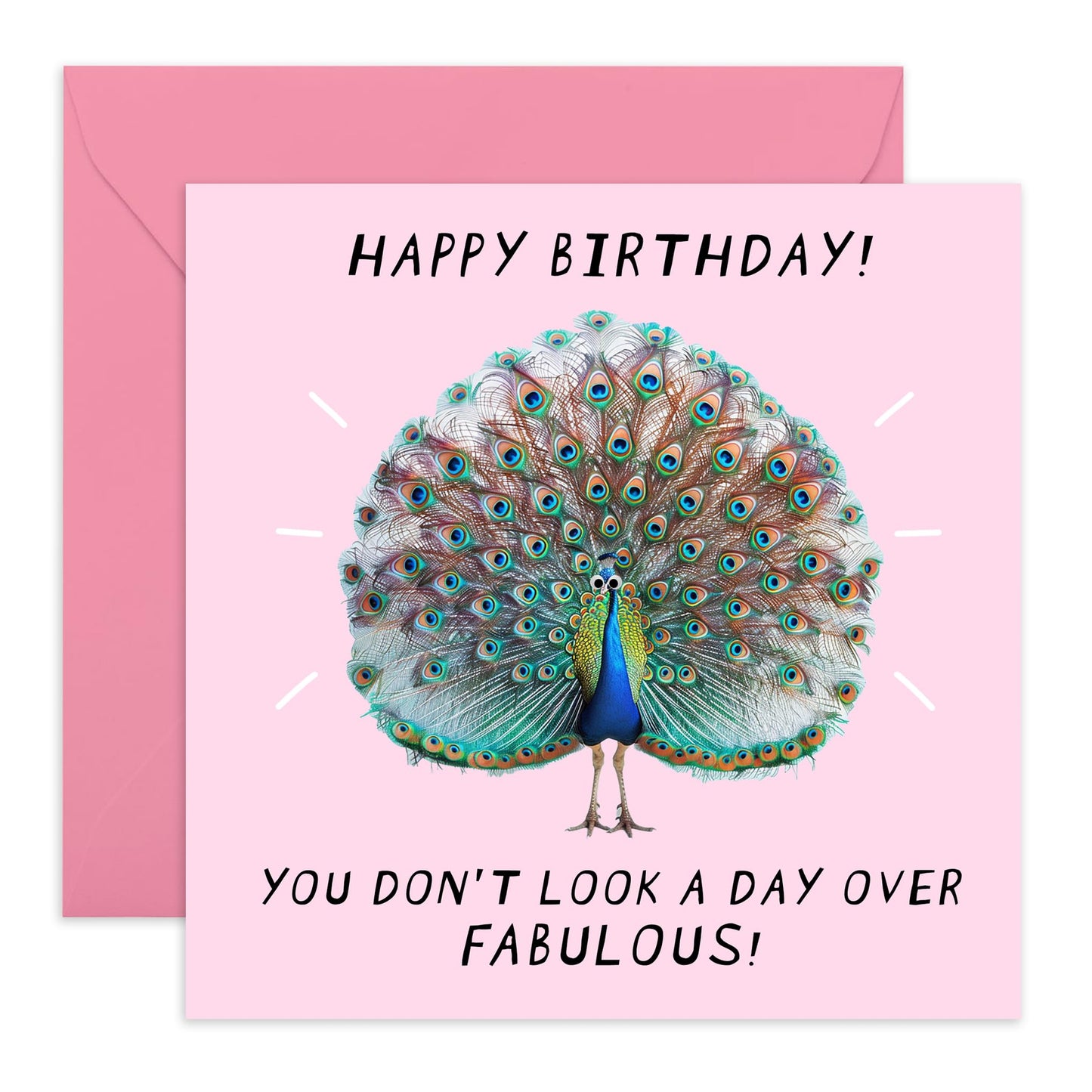 Cute Birthday Card - 'Day Over Fabulous Peacock' - Gift for Mum, Wife, BFFs, Besties, Friends, Sister, Sis, Grandma - Beautifully Fabulous - Comes with Fun Stickers