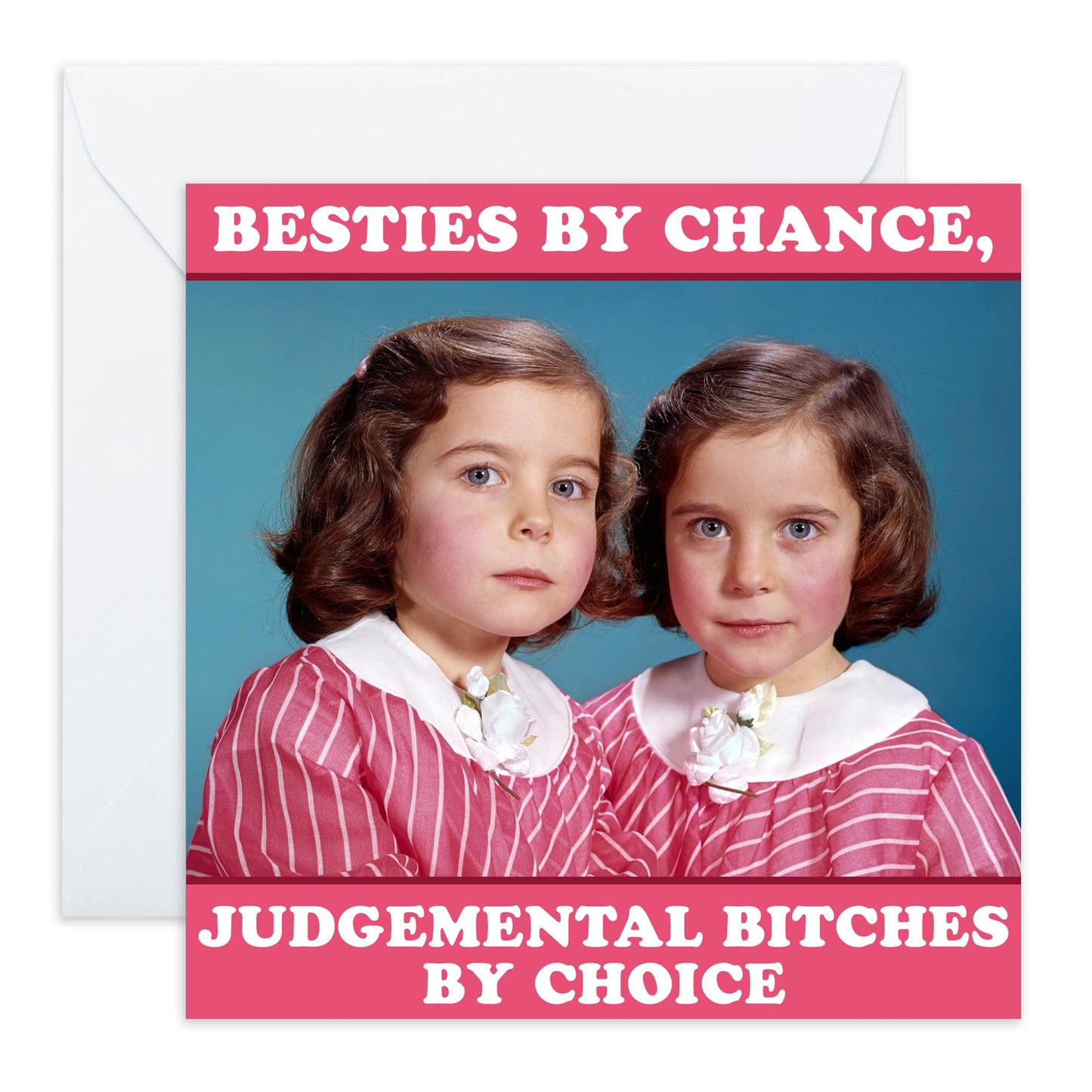 Hilarious Birthday Card Joke - 'Besties By Chance' - Gifts for Best Friends, BFF, Girlfriend, Gals, Her, Sisters, Sis, Ladies, Women, Girls - Judgemental Together - Comes with Fun Stickers