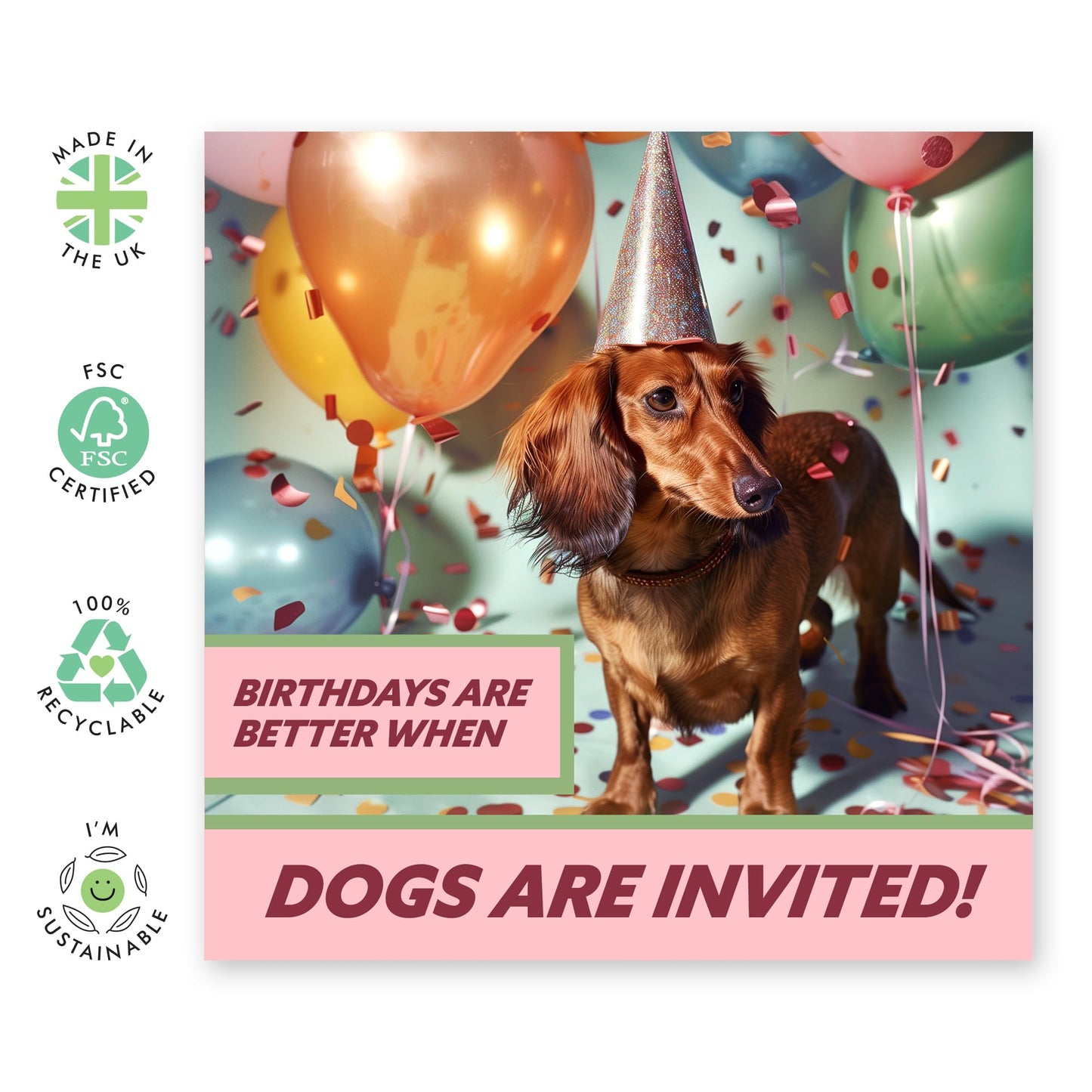 Dog Birthday Card - Hard To Contain Birthday Excitement - Gift For Fur Parents Dog Mum Or Dad - Funny Birthday Cards For Men Women - Greeting Cards From Pet - Comes With Stickers - By Central 23