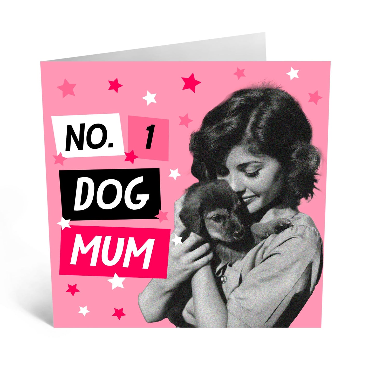 Fur Mums Greeting Card - 'NO.1 DOG MUM' - Birthday Card for Dog Mummies, Her, Pet Owners, Women, Sister, Grandma, Friends, Bestie, BFF, Colleagues - Mothers Day Card - Comes with Stickers