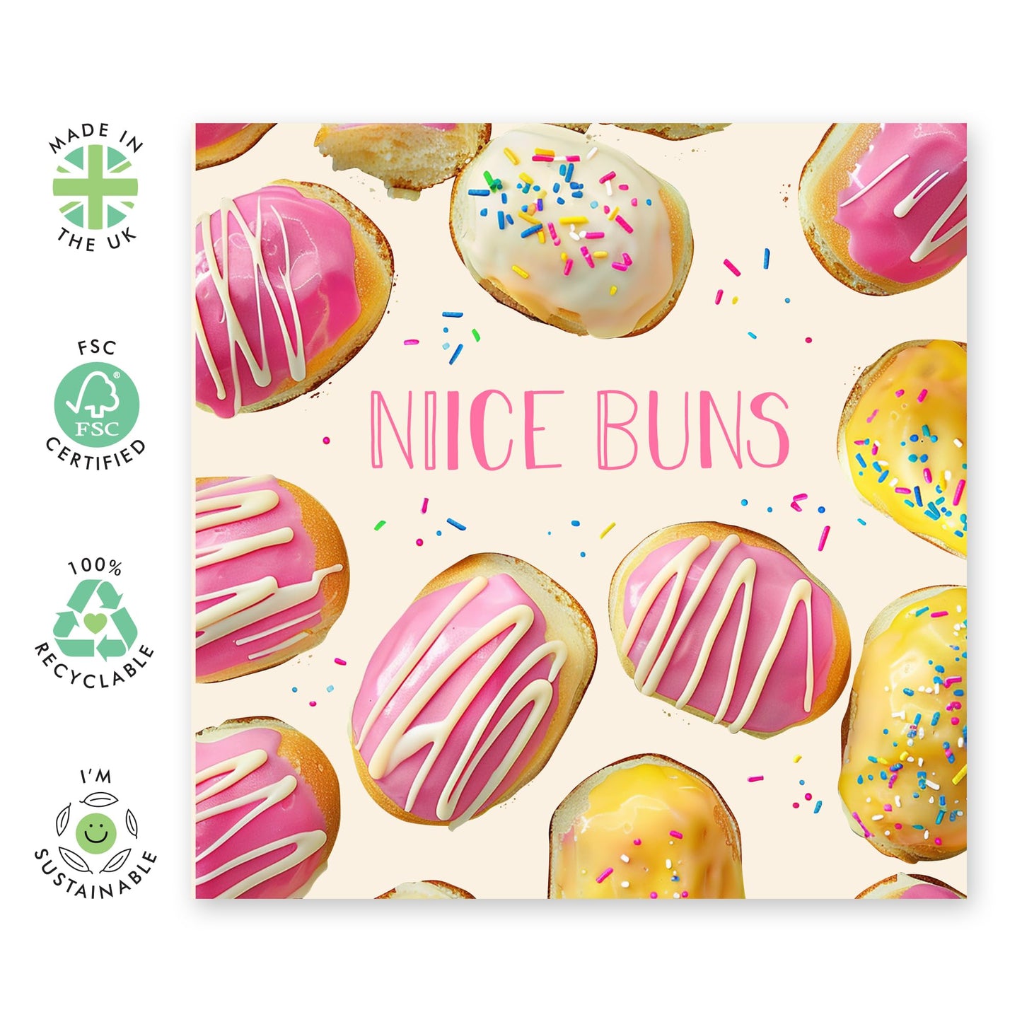 Valentines Day Card Girlfriend Boyfriend - Nice Buns - Anniversary Card Couple Fiance - Husband Wife Greeting Card - Love Cards For Him Her - Comes With Stickers By Central 23