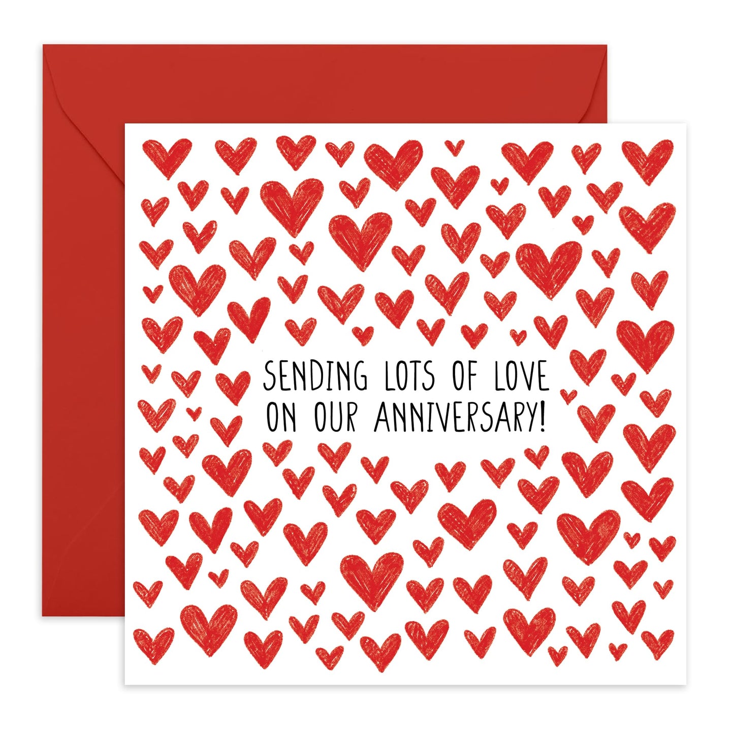 Wedding Anniversary Card For Couple - Lots Of Love - Love Hearts - I Love You Gifts For Her Him Couple - Happy Valentines Day Cards For Wife Husband Partner - Comes With Fun Stickers By Central 23