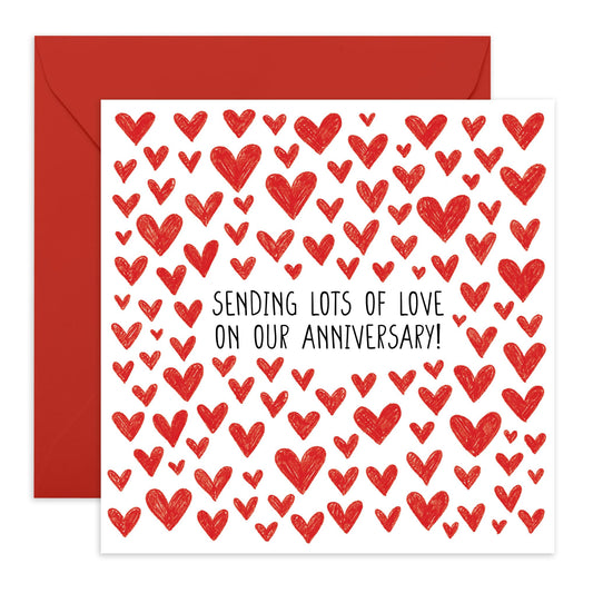 Wedding Anniversary Card For Couple - Lots Of Love - Love Hearts - I Love You Gifts For Her Him Couple - Happy Valentines Day Cards For Wife Husband Partner - Comes With Fun Stickers By Central 23
