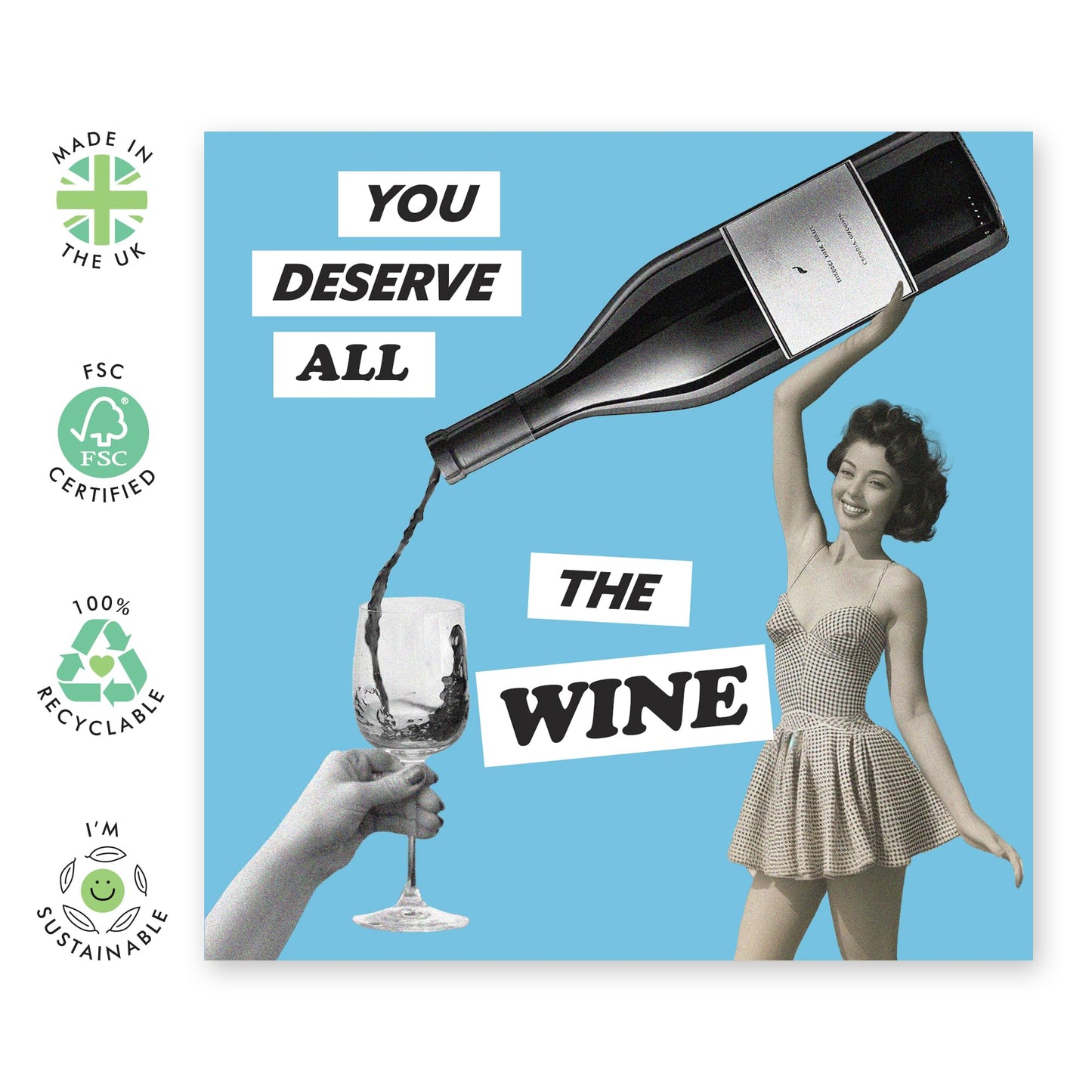 Birthday Cards For Women - You Deserve All The Wine - Female Birthday Gifts - Gifts For Sister Friend Mum Ladies - Best Friend Birthday Card - Comes With Fun Stickers By Central 23