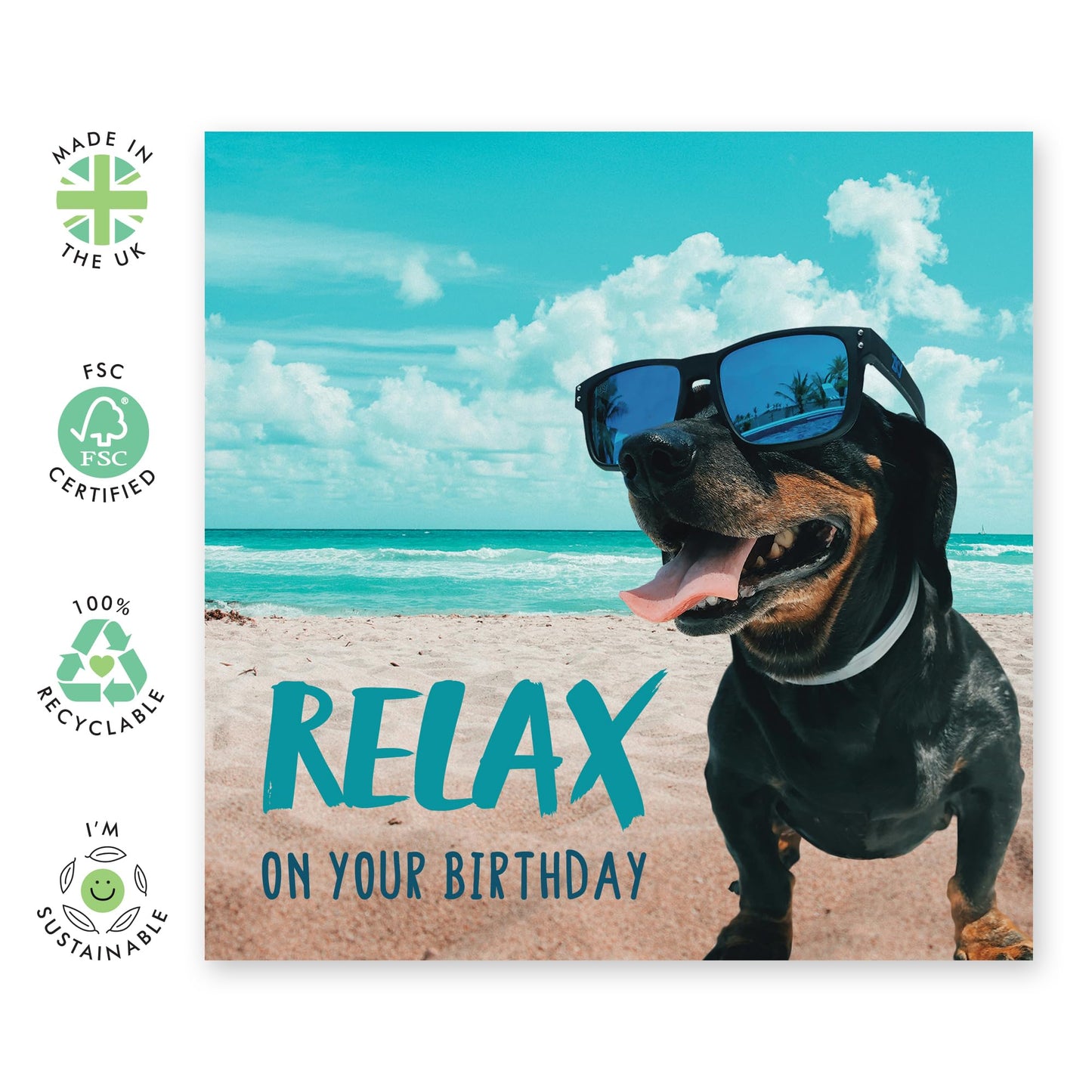 Birthday Card For Men - Relax On Your Birthday Dog - Funny Fathers Day Cards For Dad Uncle - Greeting Cards From Son Daughter - Gifts For Him - Comes With Fun Stickers By Central 23
