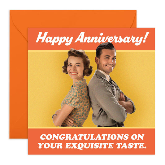 Anniversary Card For Her Him - Anniversary Congrats On Taste - Birthday Card Men Women - For Husband Wife - Wedding Anniversary Card For Couples - Comes With Fun Stickers By Central 23