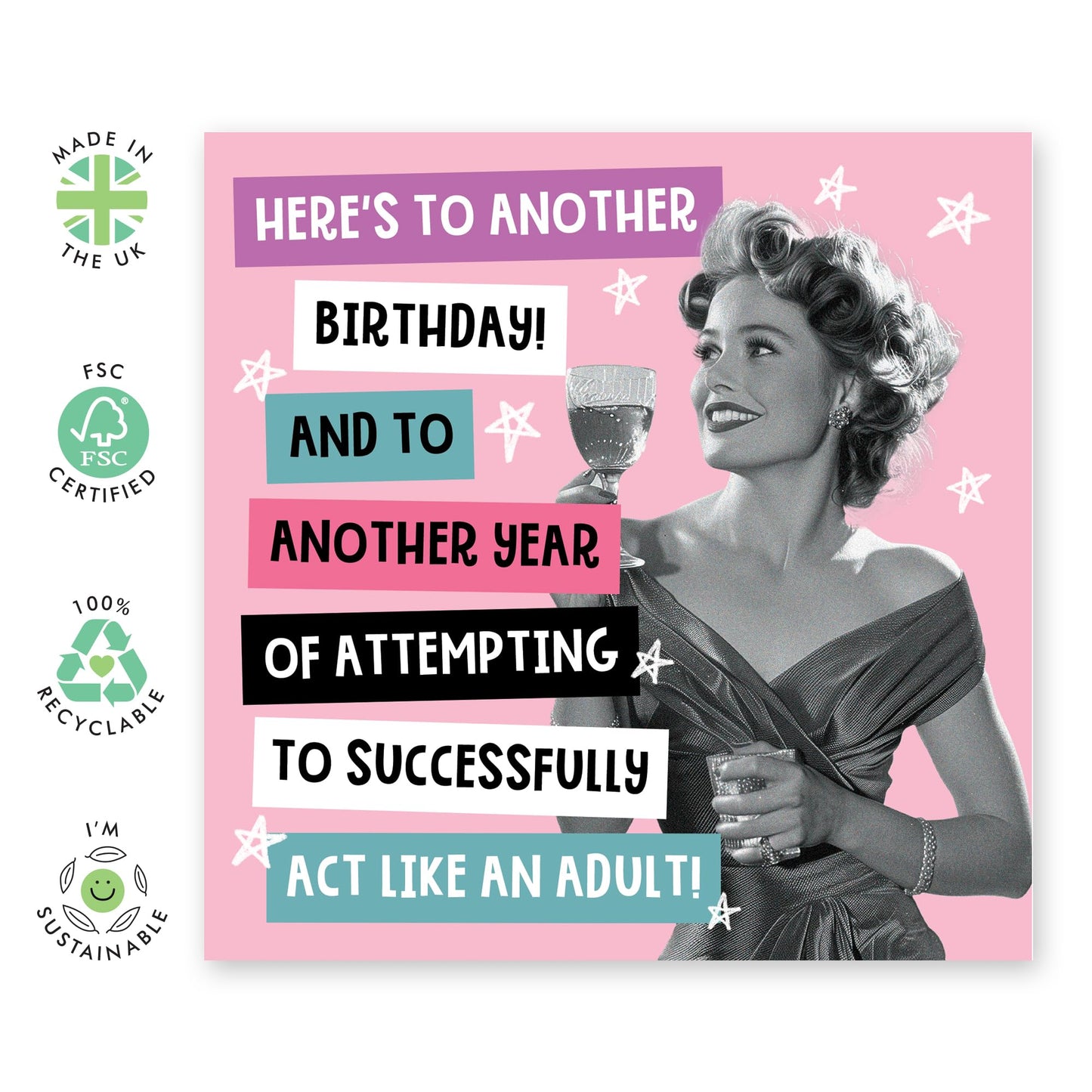 Birthday Greeting Card - 'HERE'S TO ANOTHER BIRTHDAY' - Perfect for Celebrating with a Cheerful Twist and Festive Design - Ideal for Marking Birthday Milestones - Comes With Stickers By Central 23