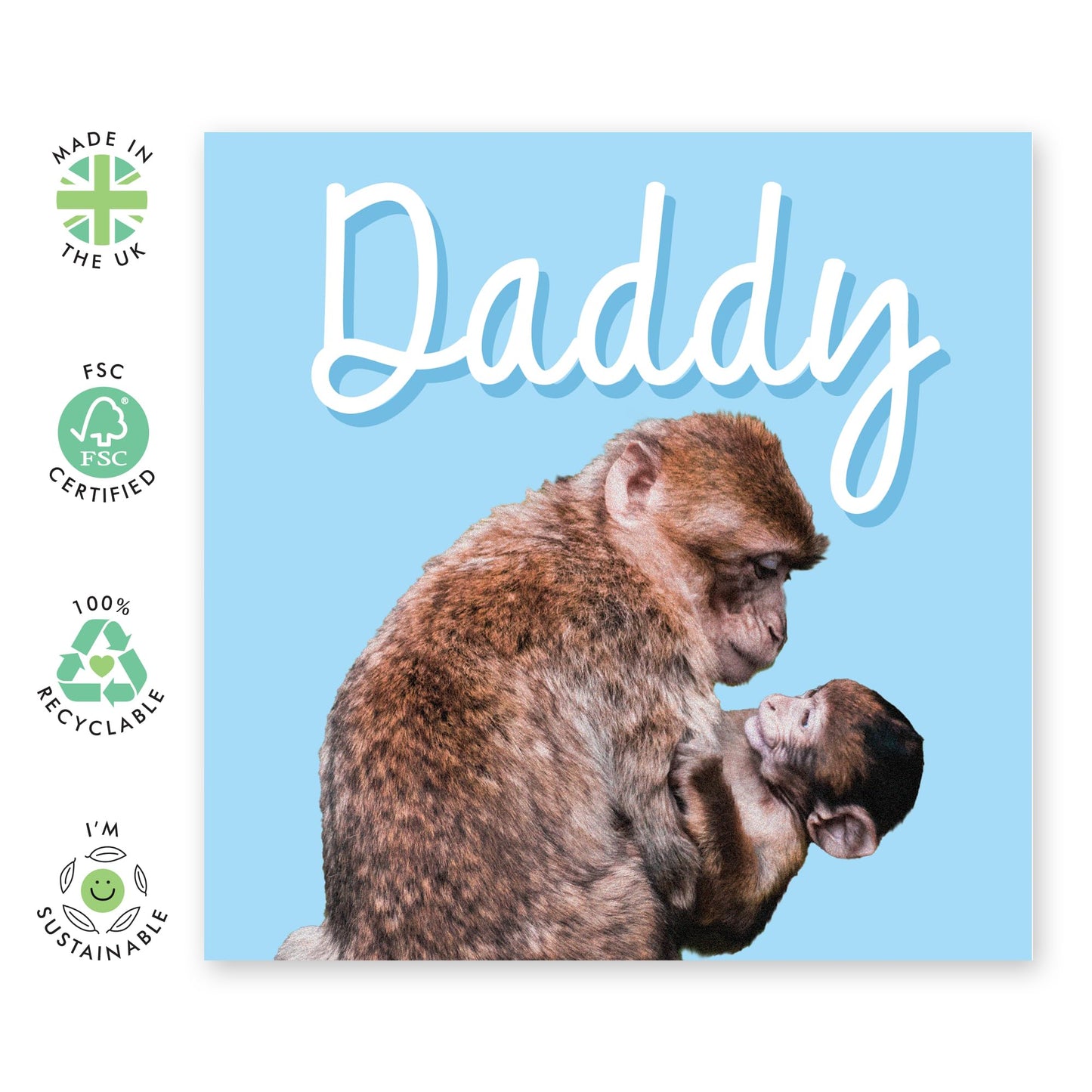 Greeting Card - 'DADDY MONKEYS' - Perfect for Any Occasion with a Fun Monkey-Themed Twist & Playful Design - Ideal for Sending Love or Just Adding a Touch of Humor - Comes With Stickers By Central 23