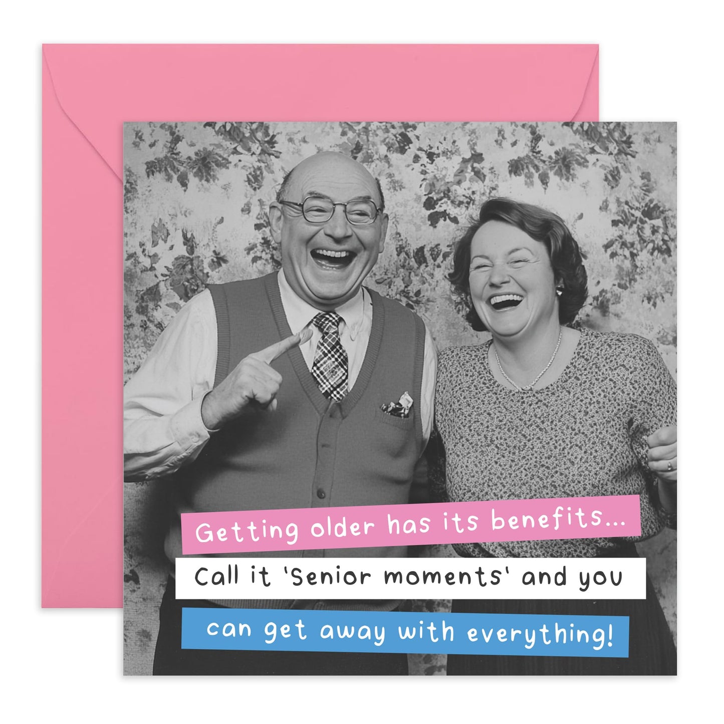 Birthday Card Jokes on Retirees - 'Older Benefits Senior Moments' - Gifts for Grandmum, Grandad, Grandpa, Grandma, Nana, Mimi, Uncle, Auntie, Mum, Dad - Oldies - Comes with Fun Stickers