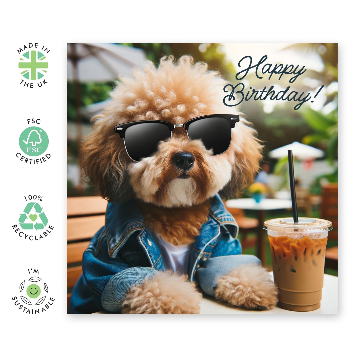 Birthday Greeting Card - 'BIRTHDAY COFFEE DOG' - Ideal for Dog Lovers Who Appreciate a Caffeinated Twist - Perfect for Adding a Heartwarming Touch to a Special Day - Comes With Stickers By Central 23