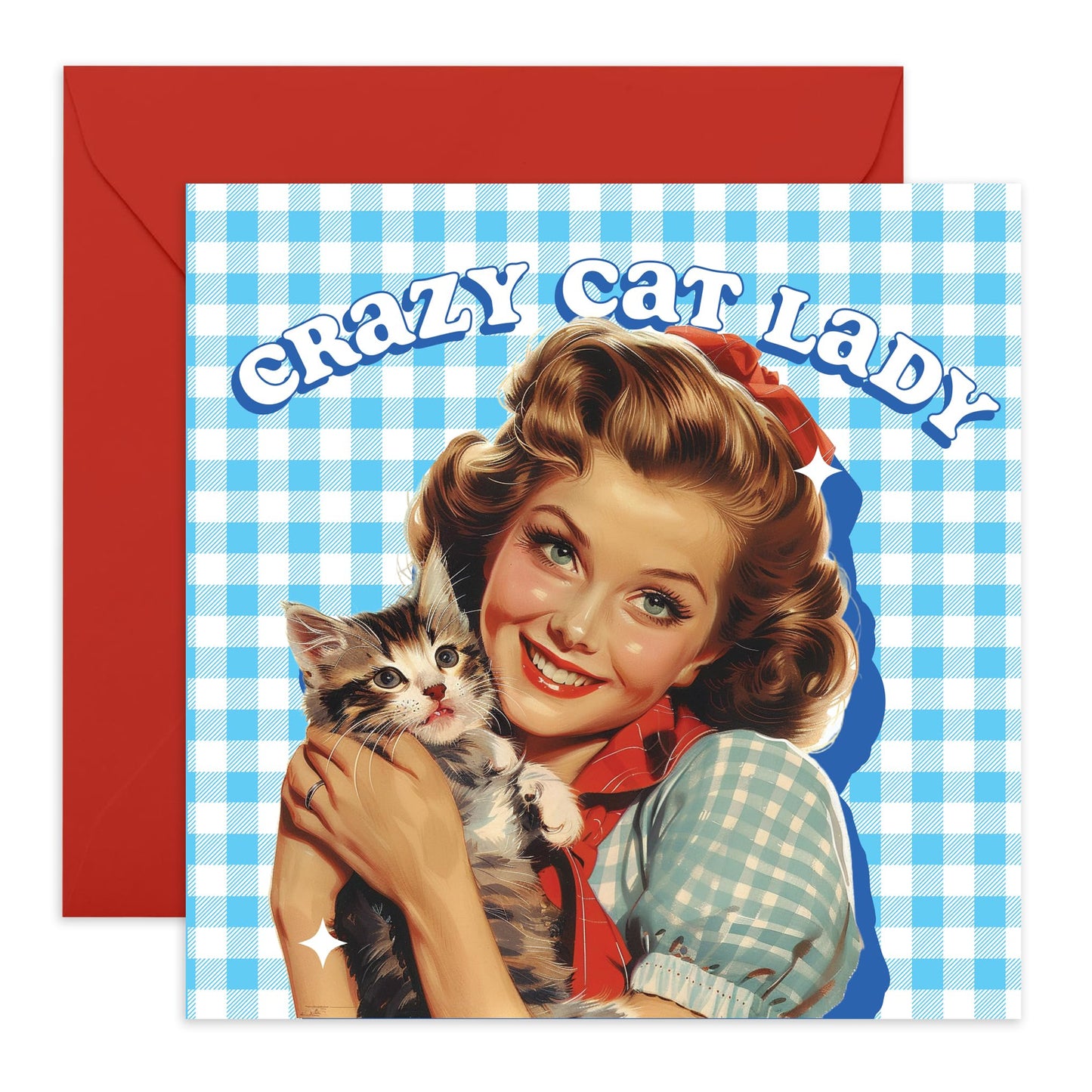 Cat Lover's Greeting Card - 'Crazy Cat Lady' - Perfect for Fur Mums, Pet Owners, Wife, Girlfriend - Cat loving woman - Comes with Fun Stickers