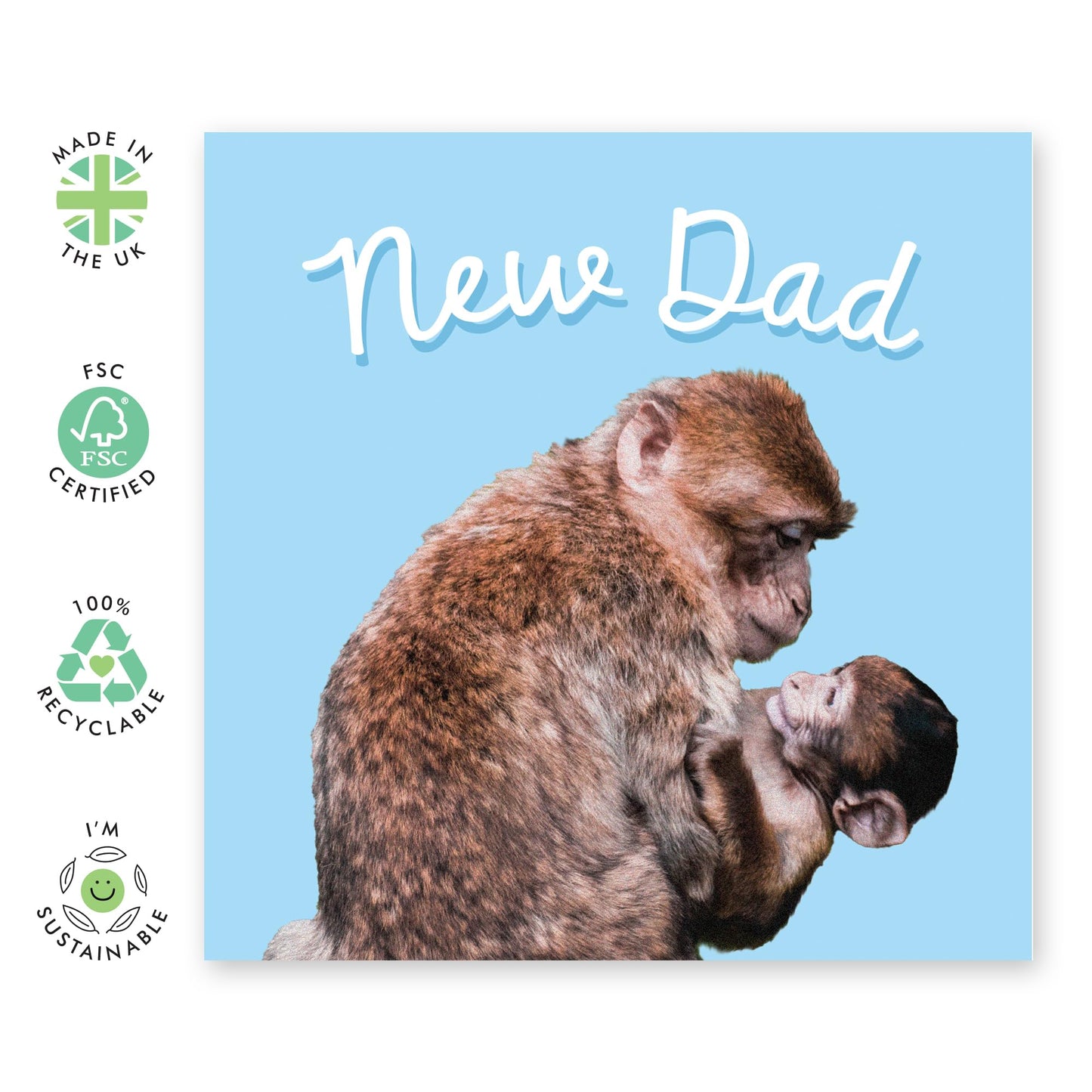 Greeting Card - 'NEW DAD MONKEYS' - Perfect for Celebrating a New Father with a Fun, Playful Monkey Design - Ideal for Adding a Touch of Humor and Joy to a New Dad - Comes With Stickers By Central 23