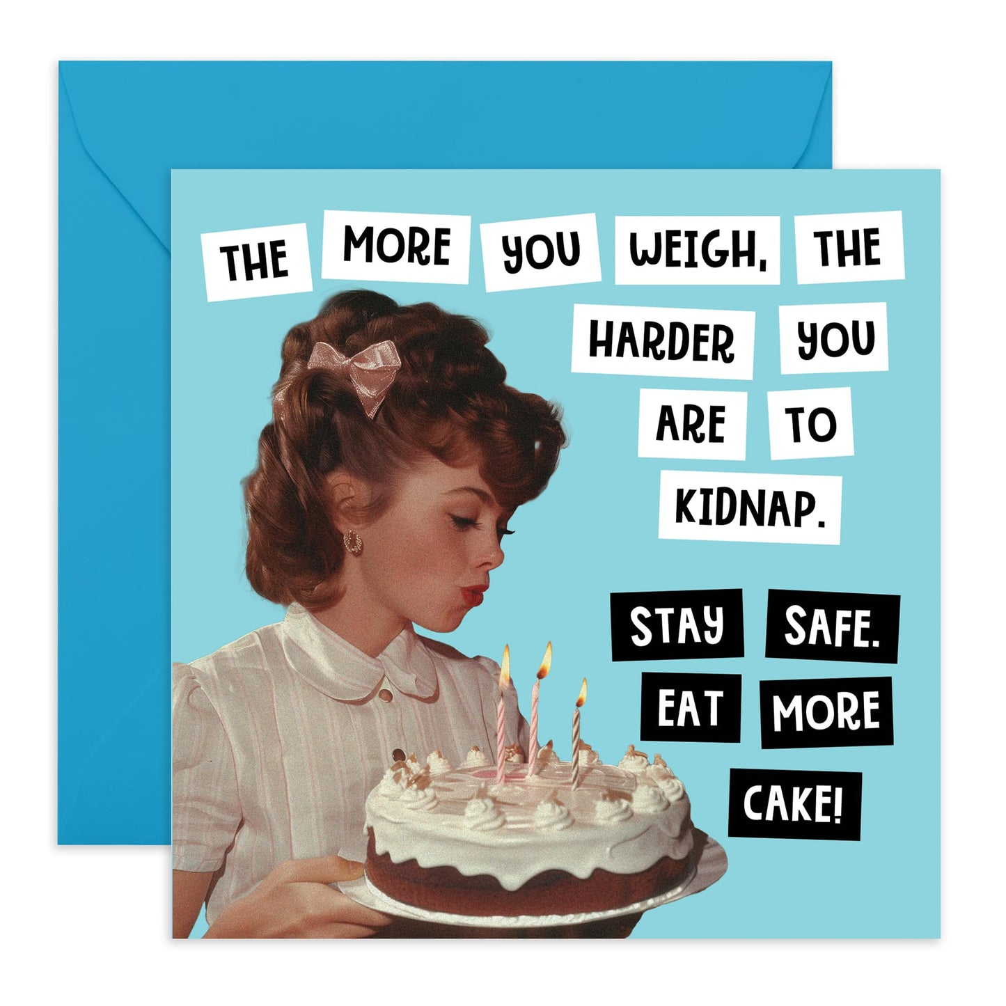 Wife Birthday Cards From Husband - Stay Safe Eat More Cake - Funny Birthday Card For Women - For Sister Best Friend Cousin Girlfriend - Comes With Stickers - By Central 23