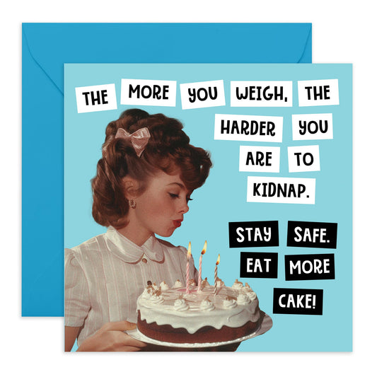Wife Birthday Cards From Husband - Stay Safe Eat More Cake - Funny Birthday Card For Women - For Sister Best Friend Cousin Girlfriend - Comes With Stickers - By Central 23