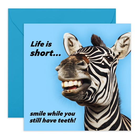 Funny Birthday Card For Men - Smile While You Still Have Teeth - Dad Birthday Cards - Cheeky Greeting Cards For Grandad Husband Brother - Gifts For Him - Comes With Stickers - By Central 23