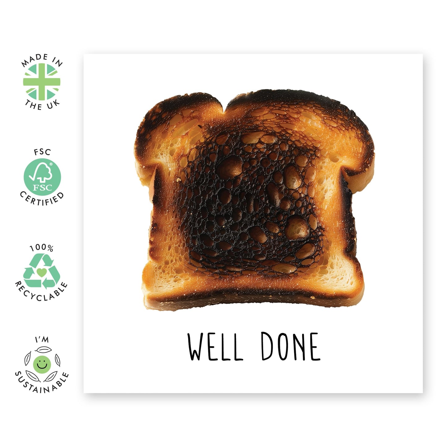 Good Job Card - Congratulations Card - Well Done Burnt Toast - Congrats On Your New Home, Graduation, Promotion, Drivers Test - I'm Proud Of You Greeting Cards - Comes With Fun Stickers By Central 23