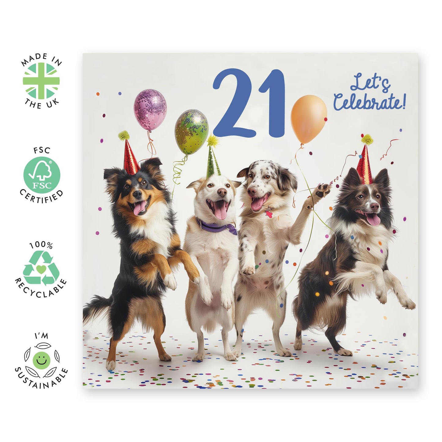 21st Birthday Card For Her Him - Let's Celebrate Dog Birthday 21 - Brother Sister - Twenty-first Birthday Card - Daughter Son - Gift For Fur Parents Dog Mum Dad - Comes With Fun Stickers By Central 23