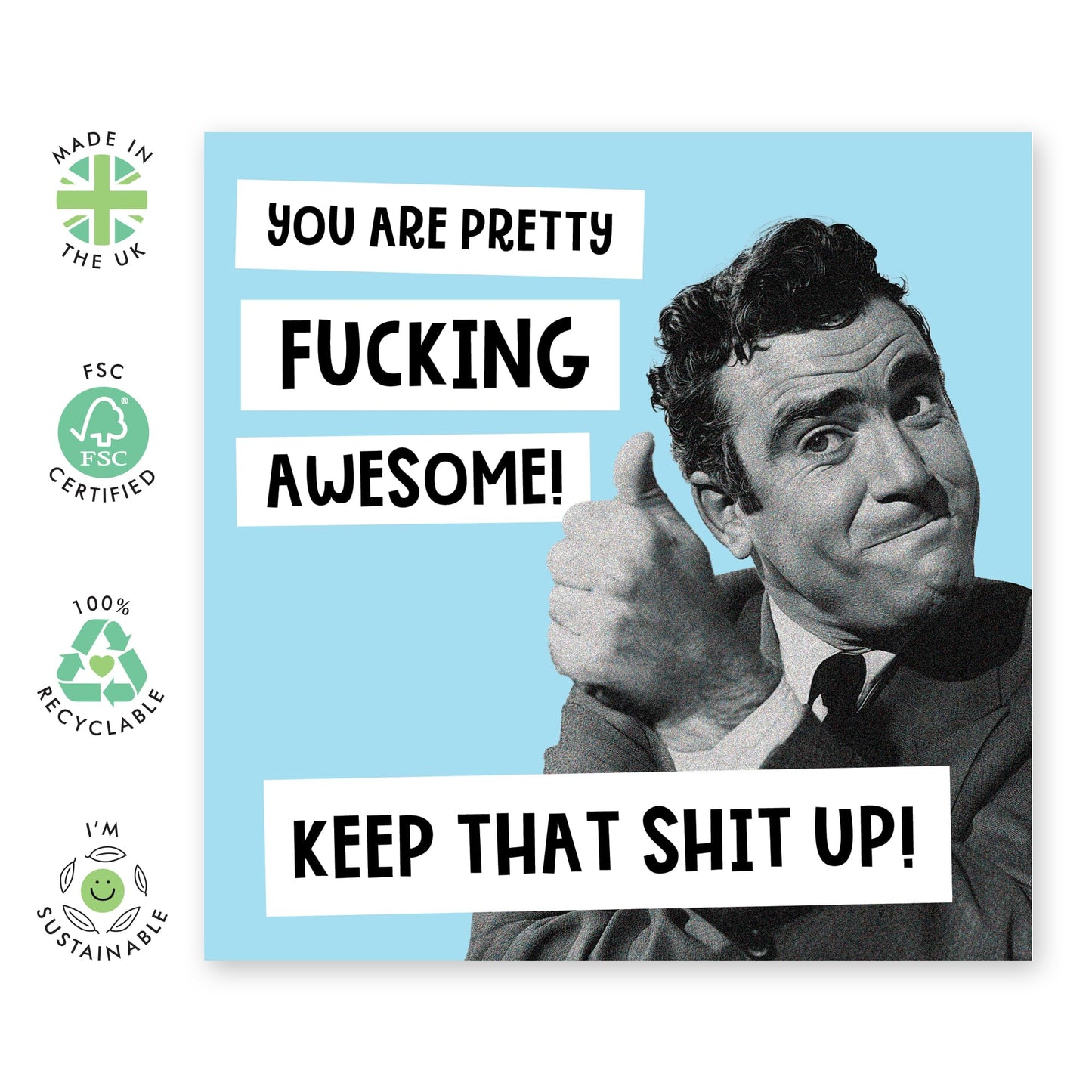 Happy Birthday Card For Men Women - Pretty F*cking Awesome - Rude Congratulations Card For Husband Wife Dad Mum - Greeting Cards For Him Her - Comes With Stickers - By Central 23