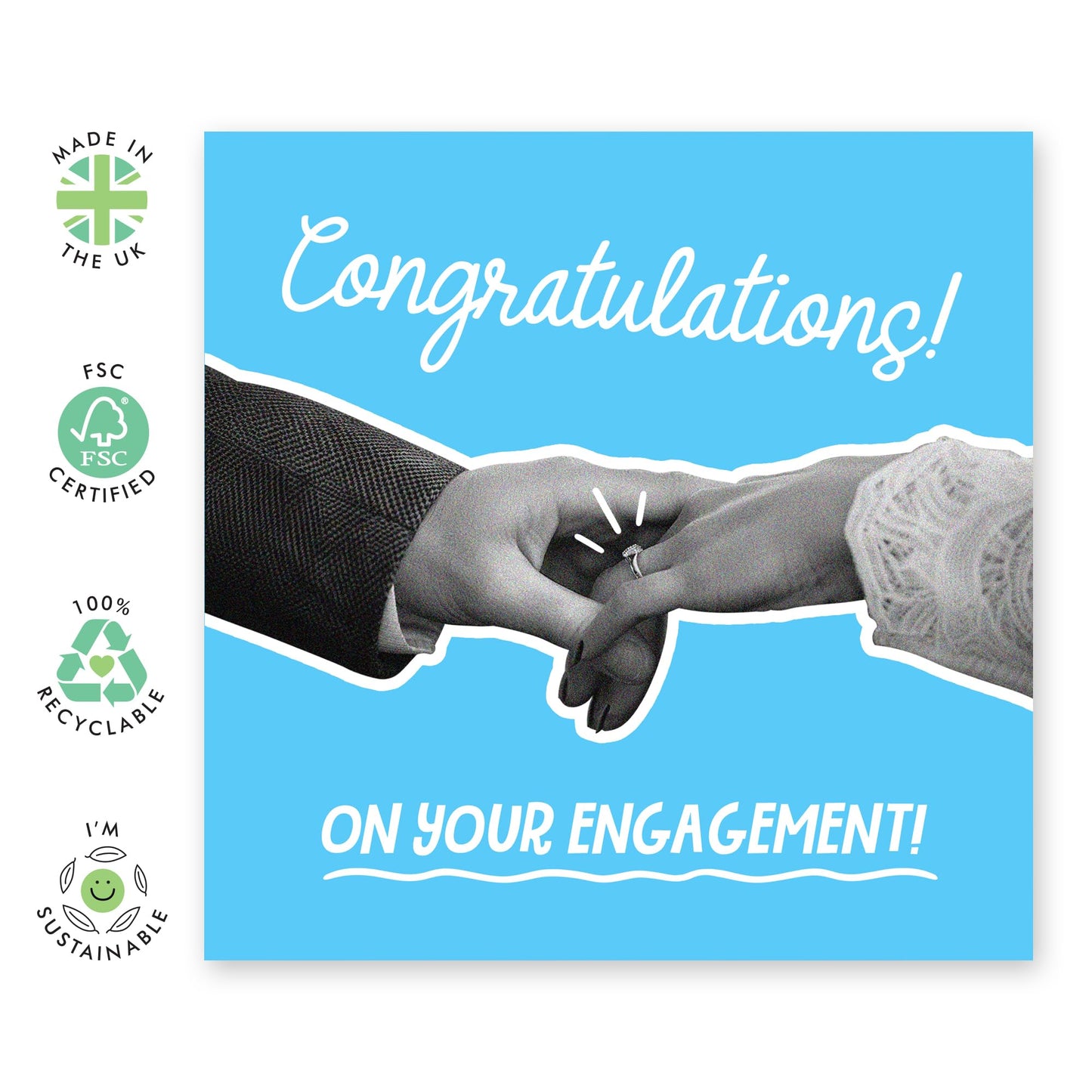 Congratulations Card - 'CONGRATULATIONS ENGAGEMENT ON YOUR ENGAGEMENT' - For Celebrating Engagement - Ideal for Newly Engaged Couples and Adding a Touch of Romance - Comes With Stickers By Central 23