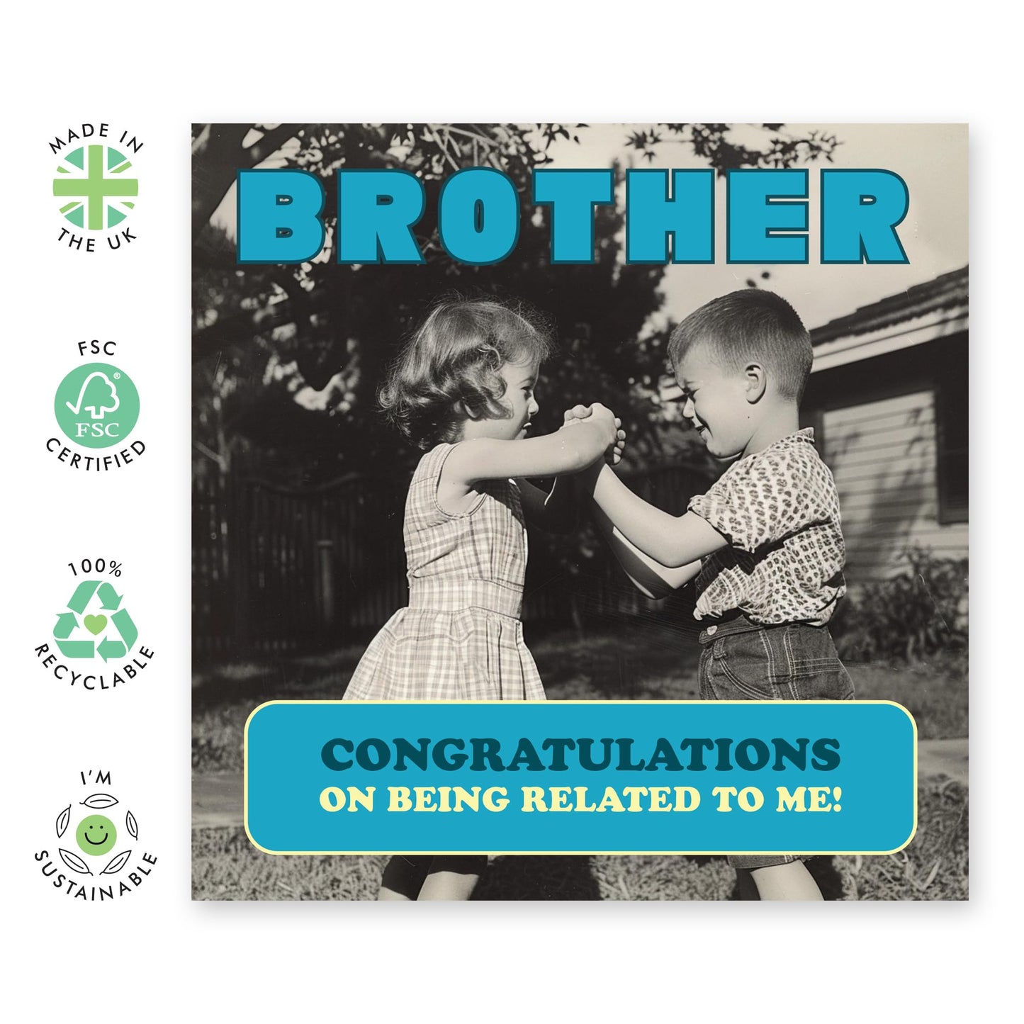 Happy Birthday Card For Men - Congrats On Being Related To Me - Brother Birthday Cards - Greeting Cards For Brother From Sister - Cheeky Gifts For Him - Comes With Stickers - By Central 23