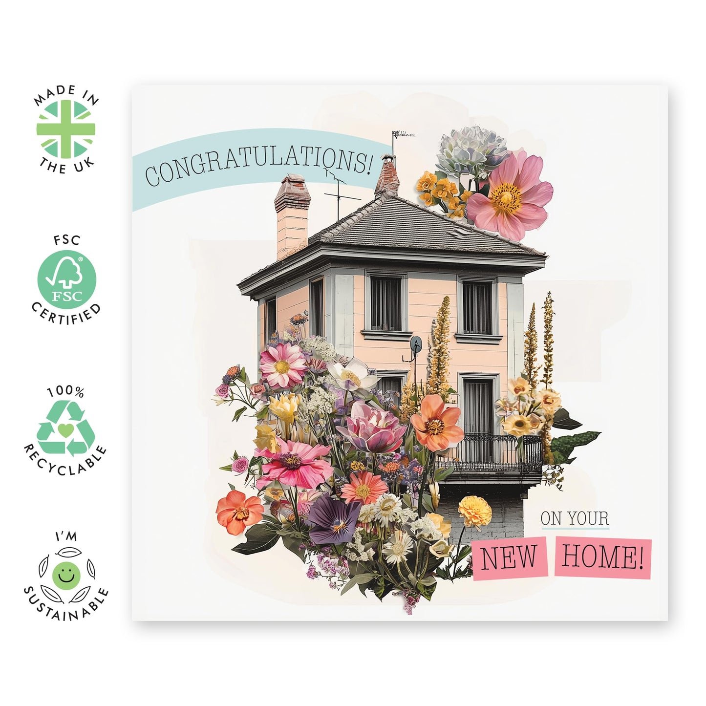 Congratulations Card for Families - 'Congrats New Home Collage' - Gifts for Parents, Friends, Son, Daughter, Colleague, Co-worker, Family, Relatives - House Of Your Own - Comes with Fun Stickers