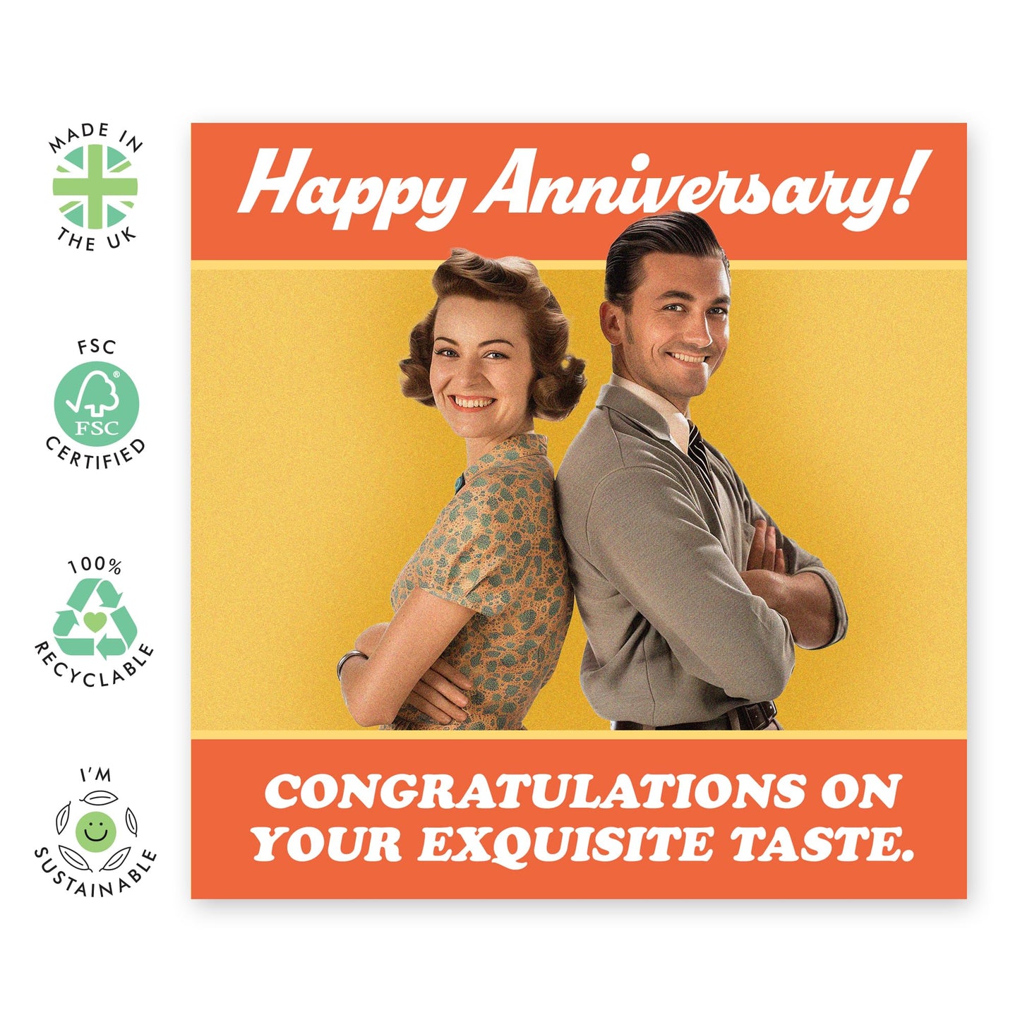 Anniversary Card For Her Him - Anniversary Congrats On Taste - Birthday Card Men Women - For Husband Wife - Wedding Anniversary Card For Couples - Comes With Fun Stickers By Central 23