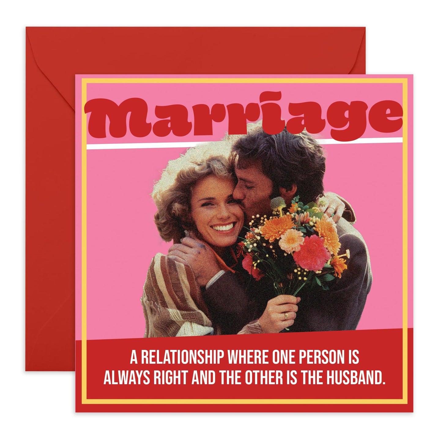 Funny Greeting Card - 'MARRIAGE ALWAYS RIGHT' - Perfect for Celebrating with a Touch of Humor - Ideal for Newlyweds and Long-Time Couples Who Enjoy a Laugh - Comes With Stickers By Central 23