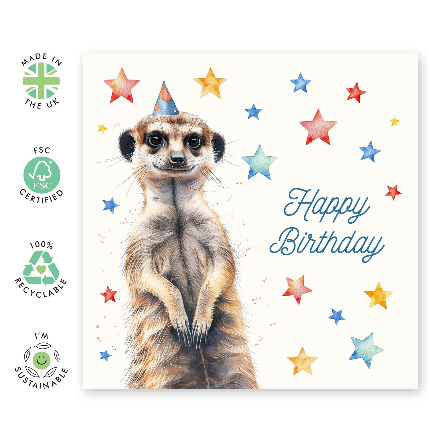 Birthday Greeting Card - 'MEERKAT BIRTHDAY' - Perfect for Celebrating with a Cute and Curious Twist - Ideal for Adding a Fun and Unique Touch to Their Special Day - Comes With Stickers By Central 23