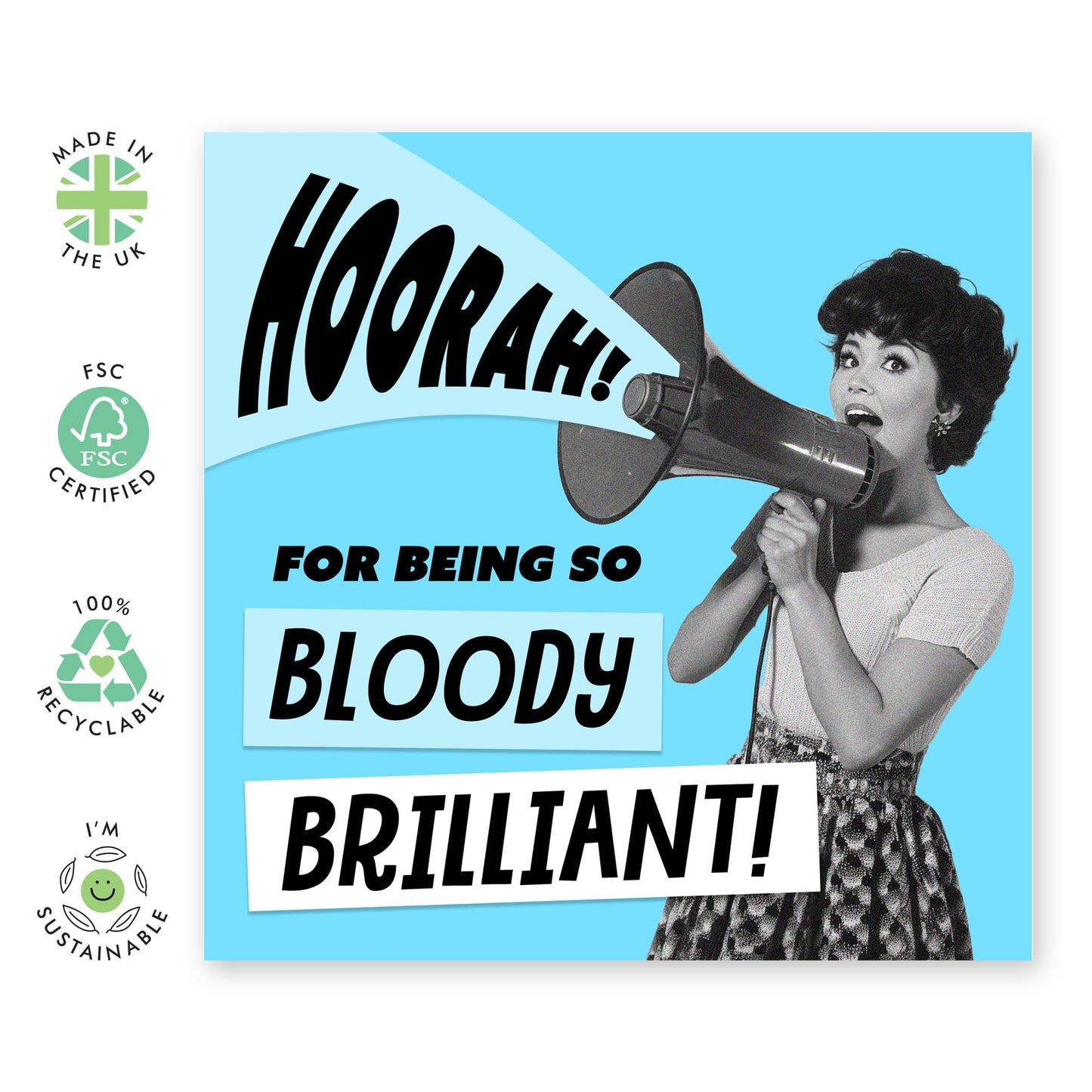 Greeting Card for Her Him - 'BEING SO BLOODY BRILLIANT' - Birthday Card for Colleagues, Sister, Wife, Girlfriend, Husband, Boyfriend - Mothers Day Card for Mum, Mummy, Ma - Comes With Stickers