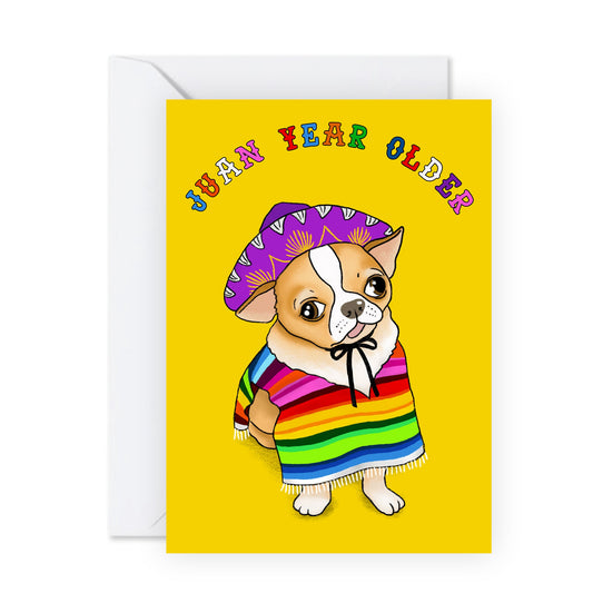 Dog Birthday Card - Juan Year Older - For Men Women Him Her Girls Boys