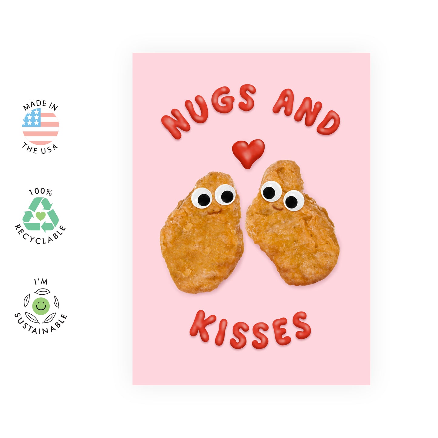 Cute Anniversary Card - Nugs And Kisses - For Men Women Him Her