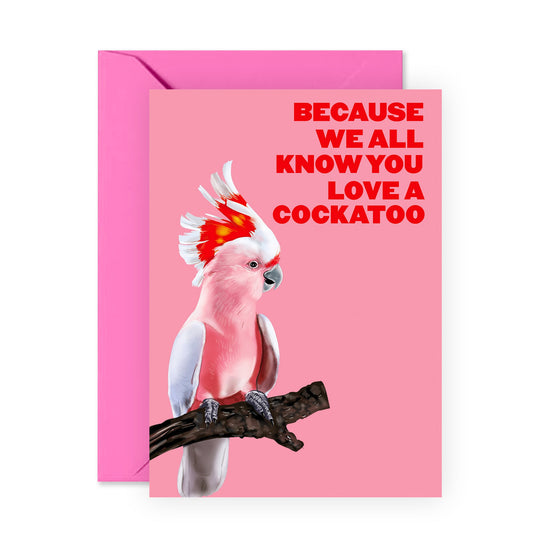 '- Funny Birthday Card - “You Love A Cockatoo” - Cheeky Valentine Card For Friends Bff Bestie - Anniversary Card For Wife - Comes With Fun Stickers