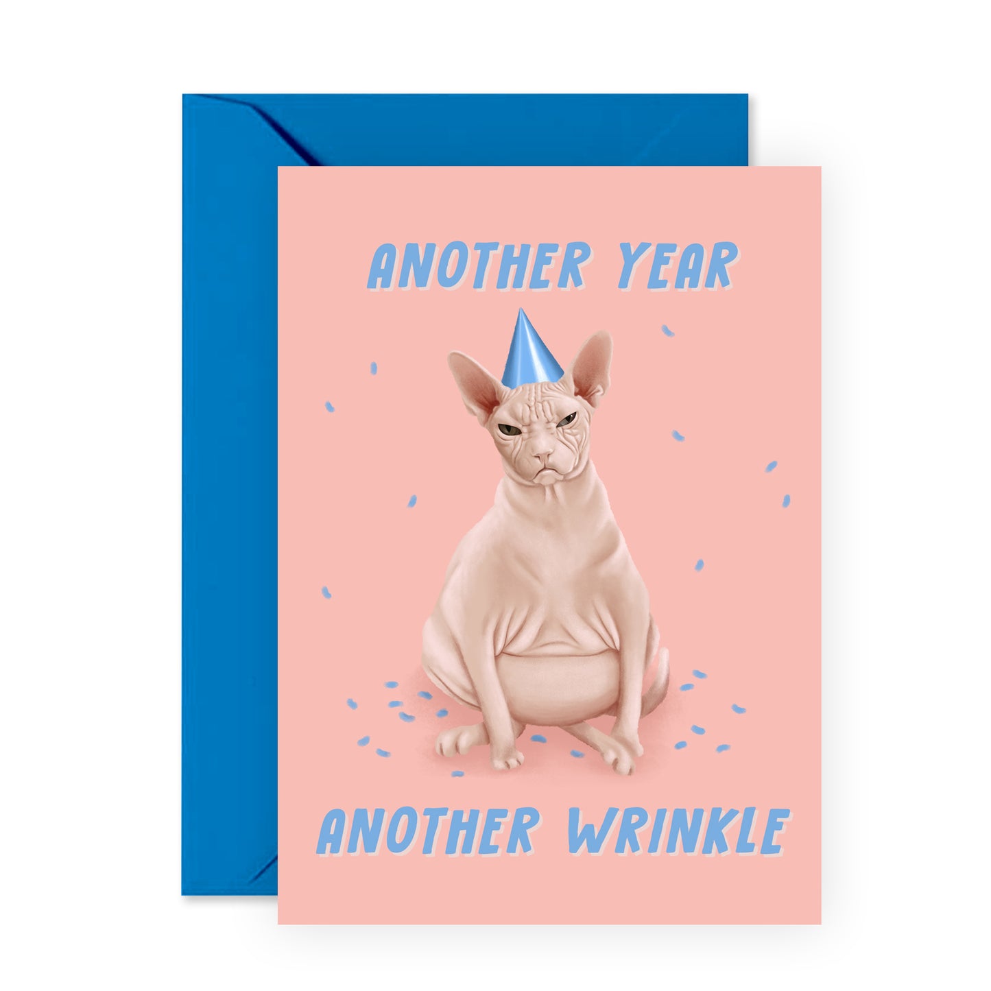 Funny Birthday Card - Sphynx Cat Another Year Another Wrinkle - For Men Women Him Her