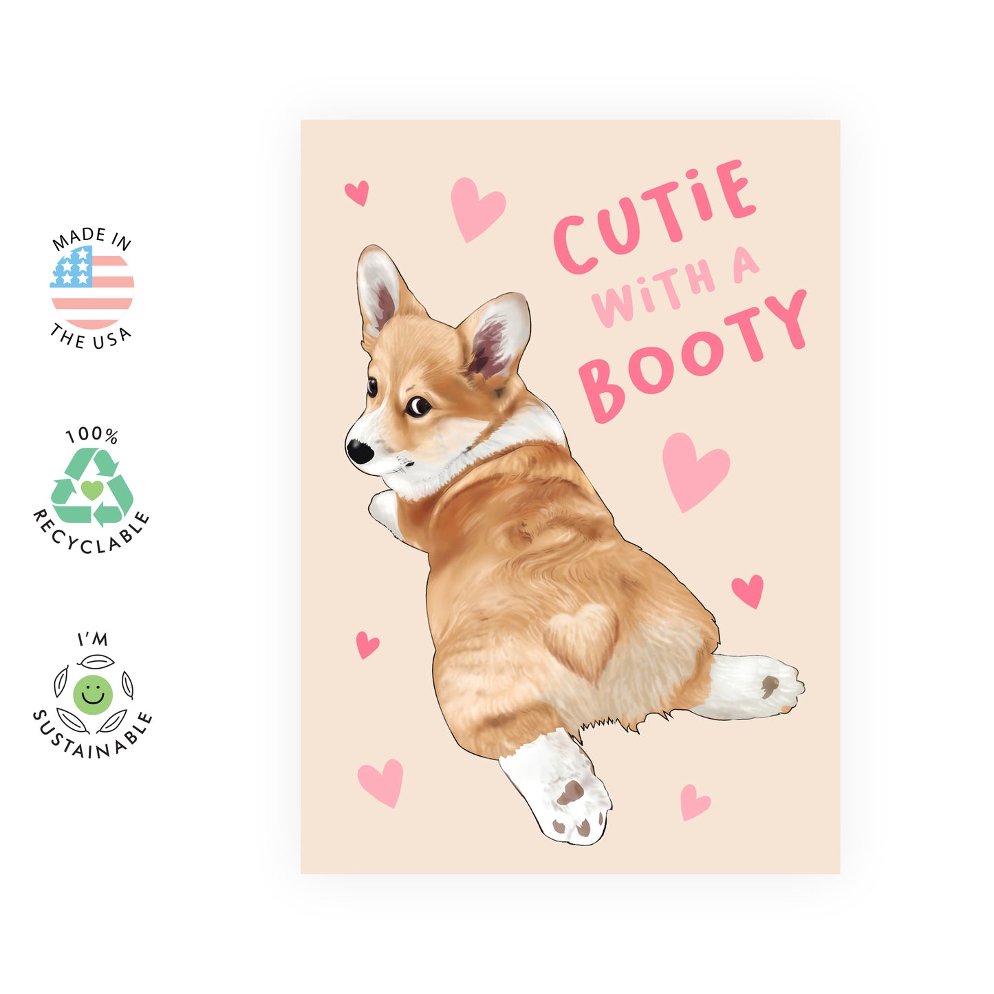 Cute Anniversary Card - Corgi Cutie With A Booty - For Men Women Him Her