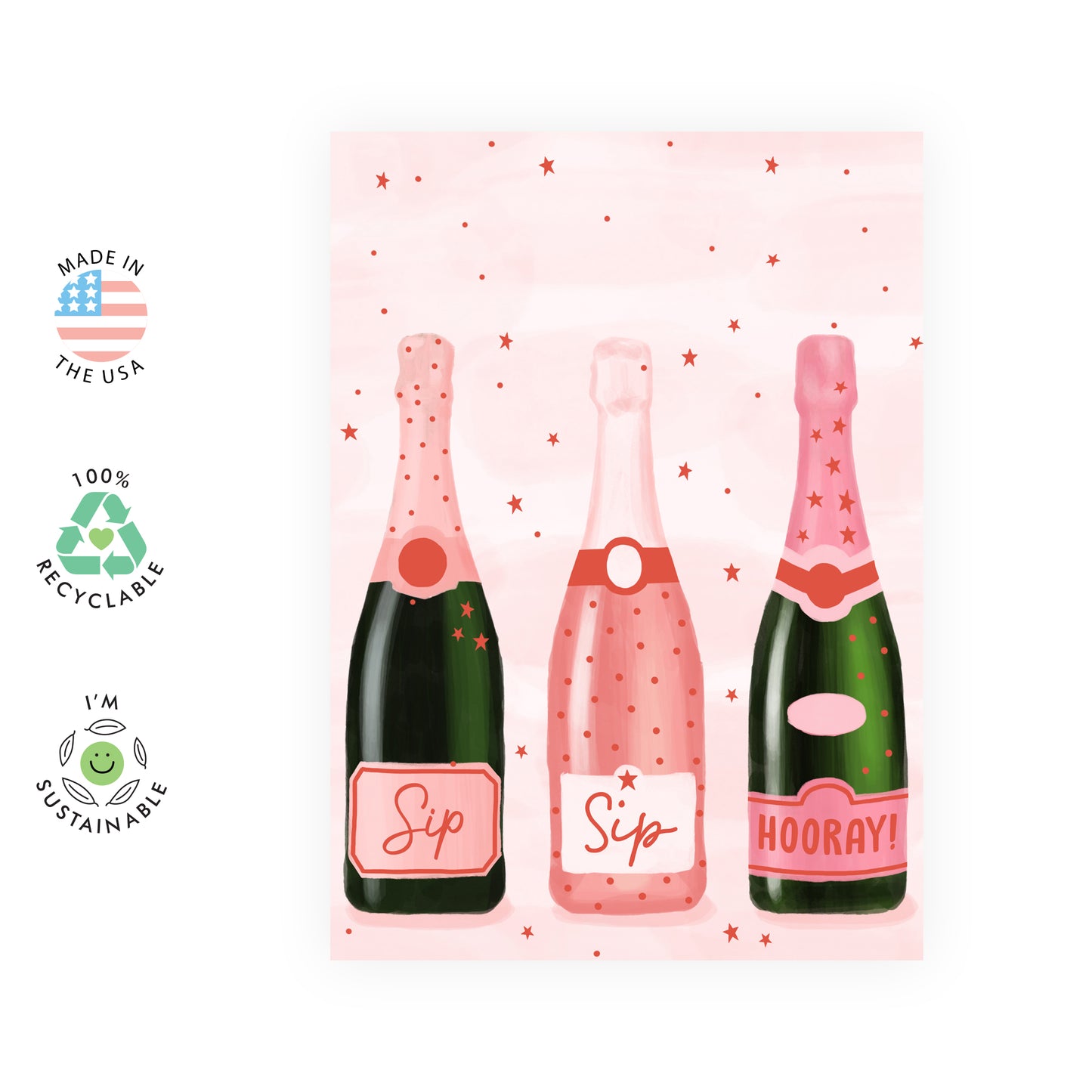 All Occasion Card - Sip Sip Hooray - For Women Girls Her