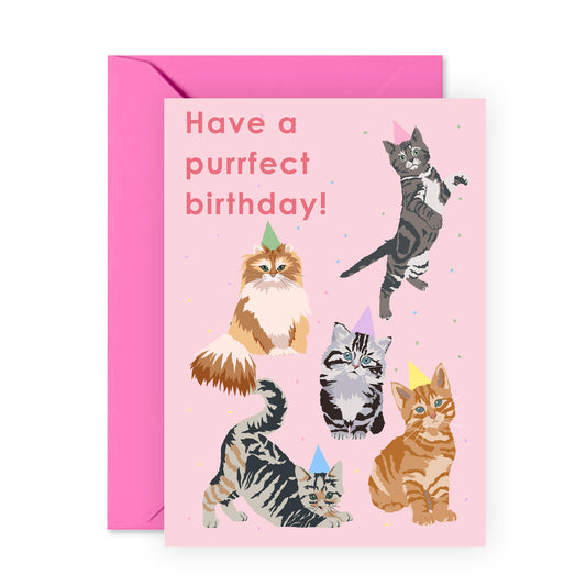 Cat Birthday Card - Have a Purrfect Birthday - For Men Women Him Her Friends