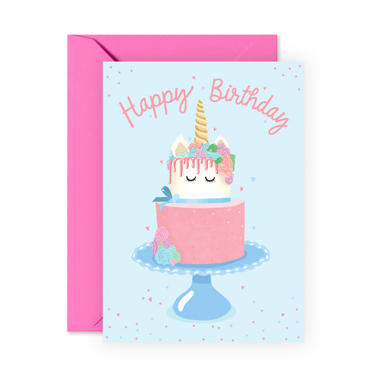 Unicorn Birthday Card - Happy Birthday - For Kids Girls Her