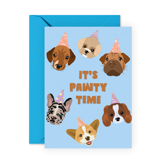 Dog Birthday Card - It's Pawty Time - For Women Girls Her