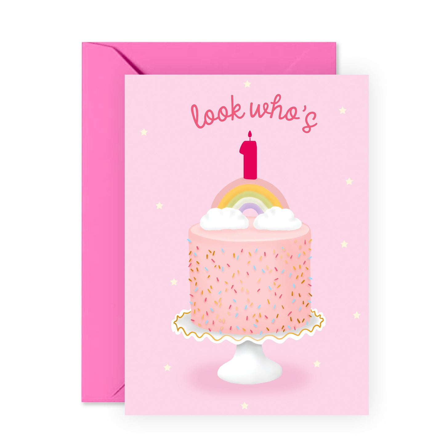 1st Birthday Card - Look Who's 1 - For Girls Kids Her