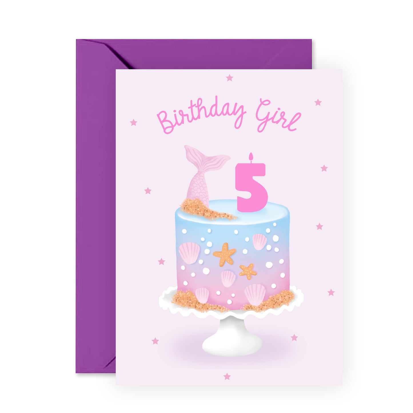 5th Birthday Card - Birthday Girl Five - For Girls Her Kids