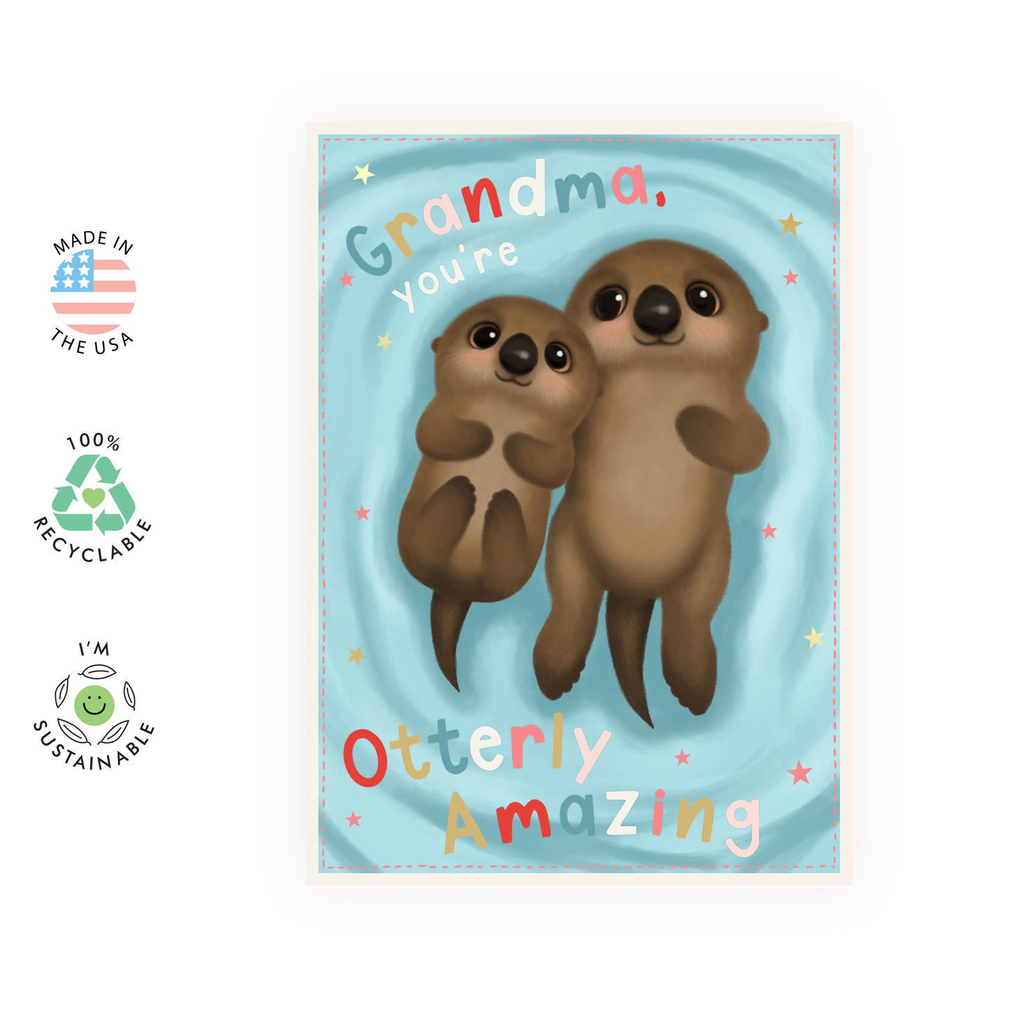Cute Birthday Card - Otterly Amazing Grandma - For Grandmother Women Her