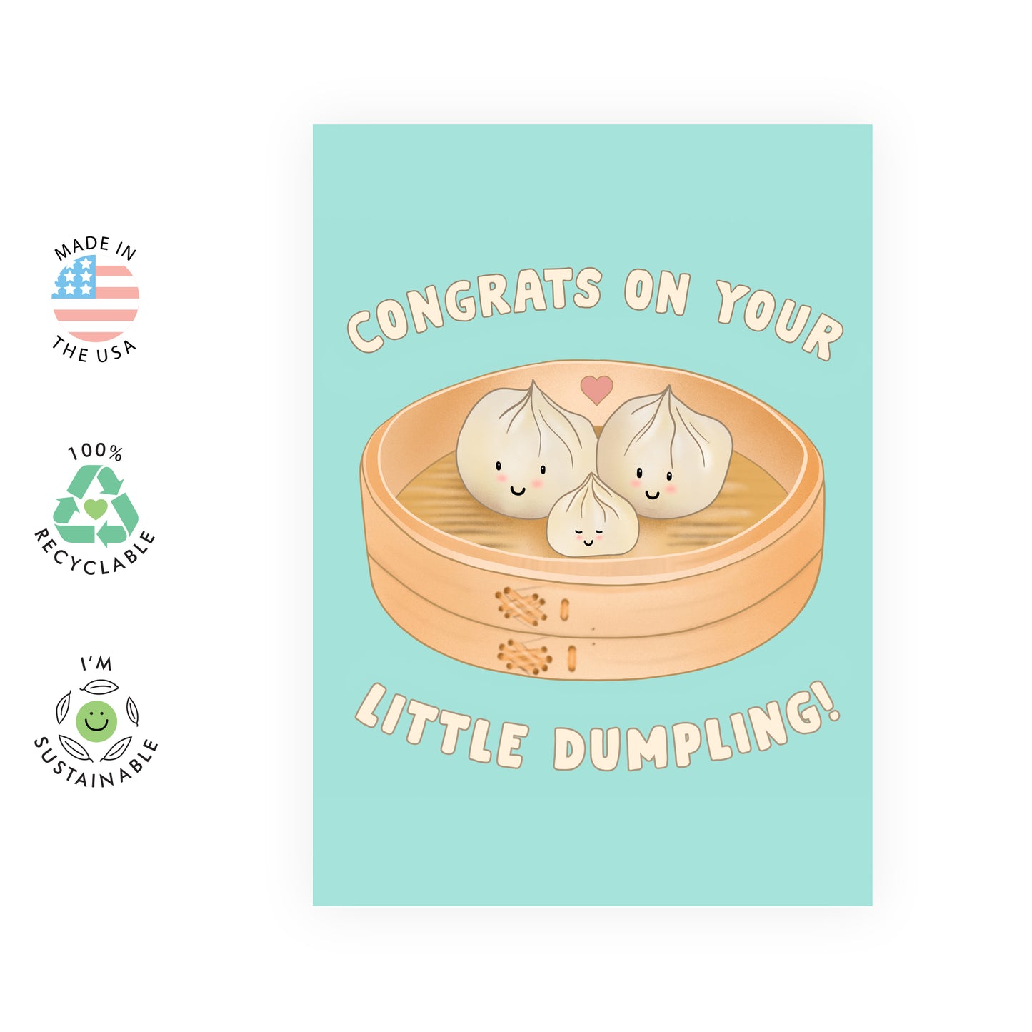 Cute Congratulations Card - Congrats On Your Little Dumpling - For Men Women Him Her Friends